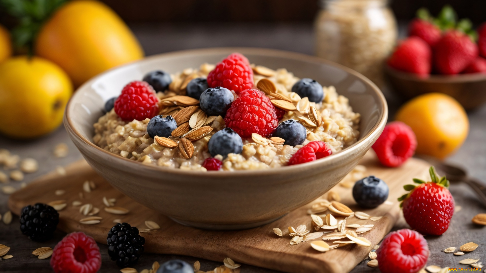 3д, графика, еда-, food, овсянка