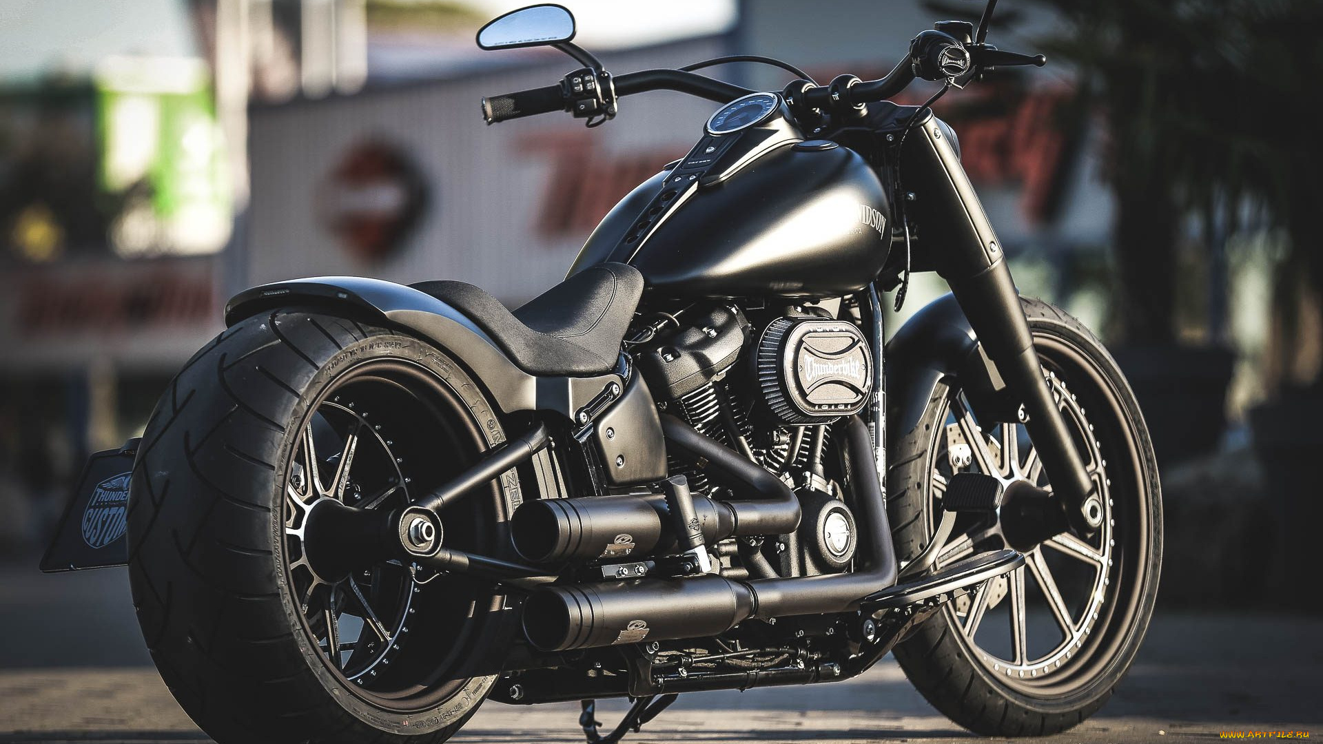 харлей, мотоциклы, harley-davidson, мотоцикл, байк, чёрный, thunderbike, customs