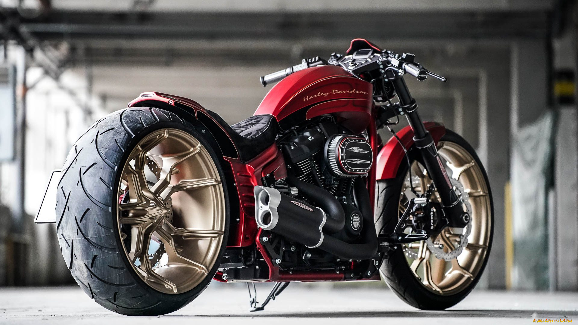 харлей, мотоциклы, harley-davidson, мотоцикл, байк, красный, thunderbike, customs