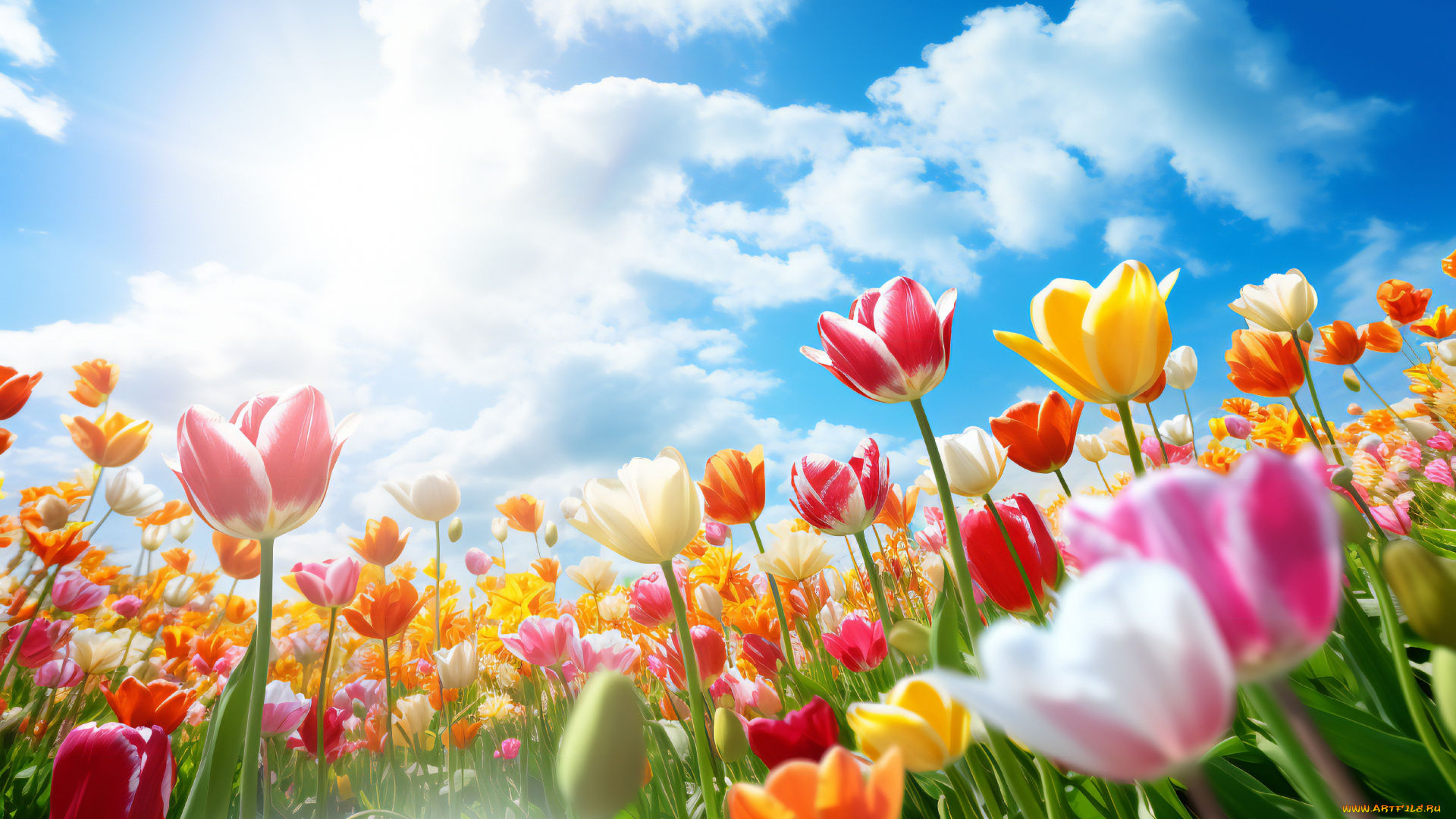 разное, компьютерный, дизайн, тюльпаны