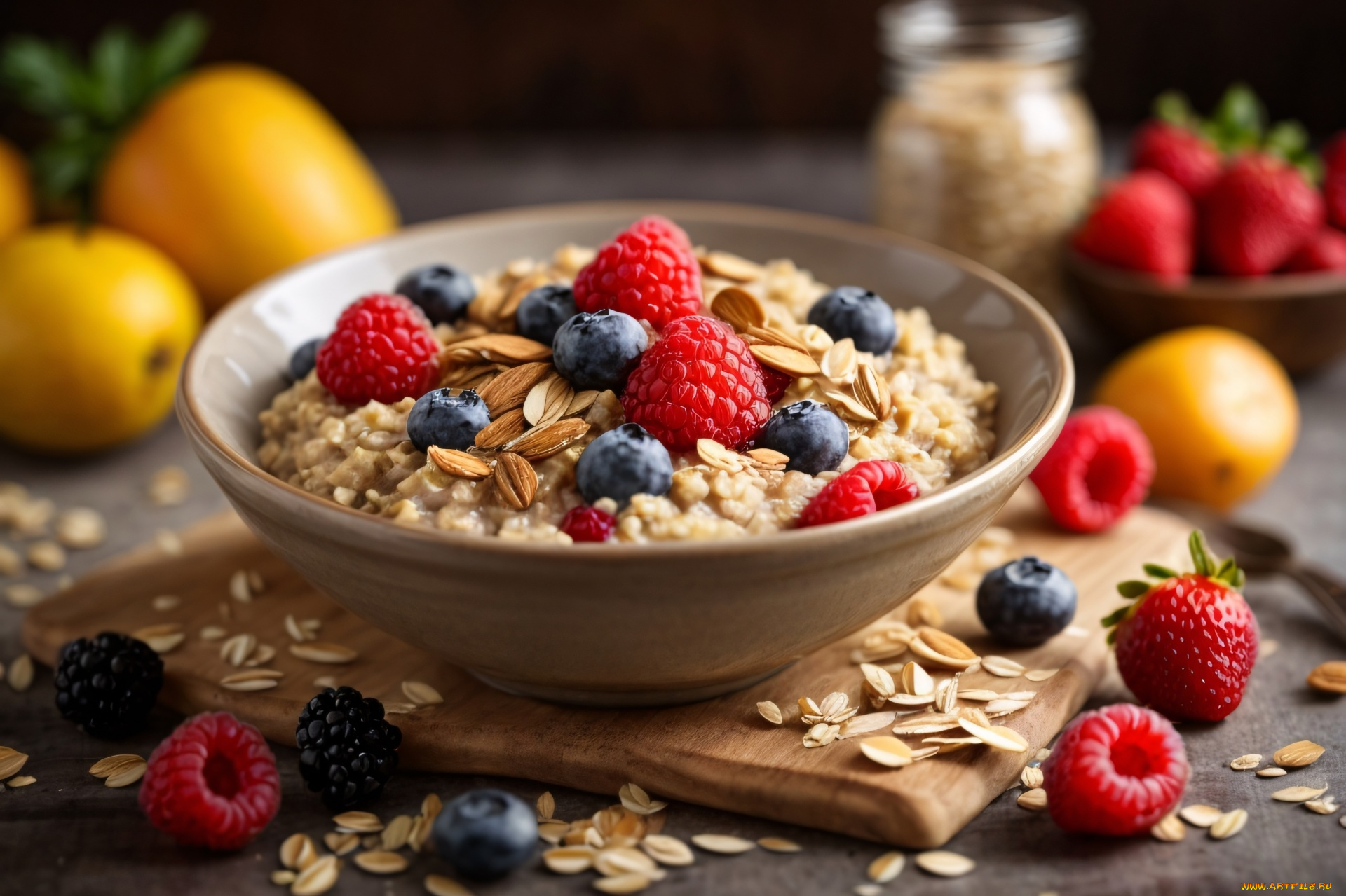 3д, графика, еда-, food, овсянка