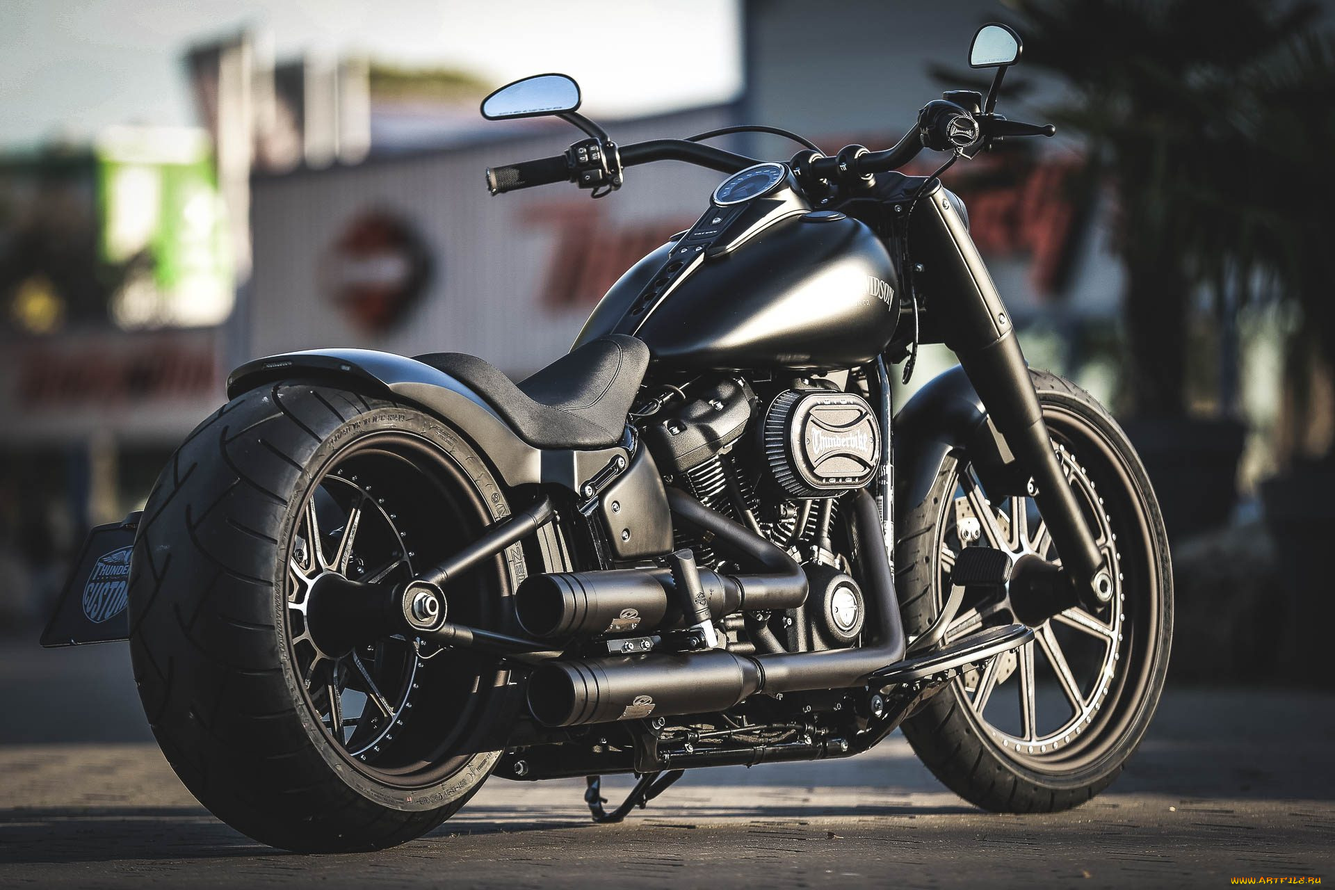 харлей, мотоциклы, harley-davidson, мотоцикл, байк, чёрный, thunderbike, customs