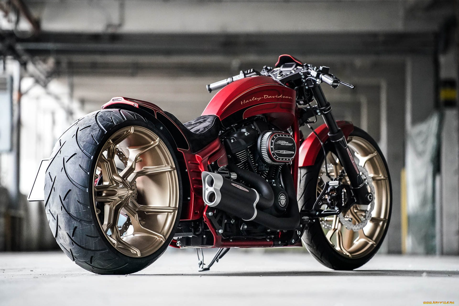 харлей, мотоциклы, harley-davidson, мотоцикл, байк, красный, thunderbike, customs