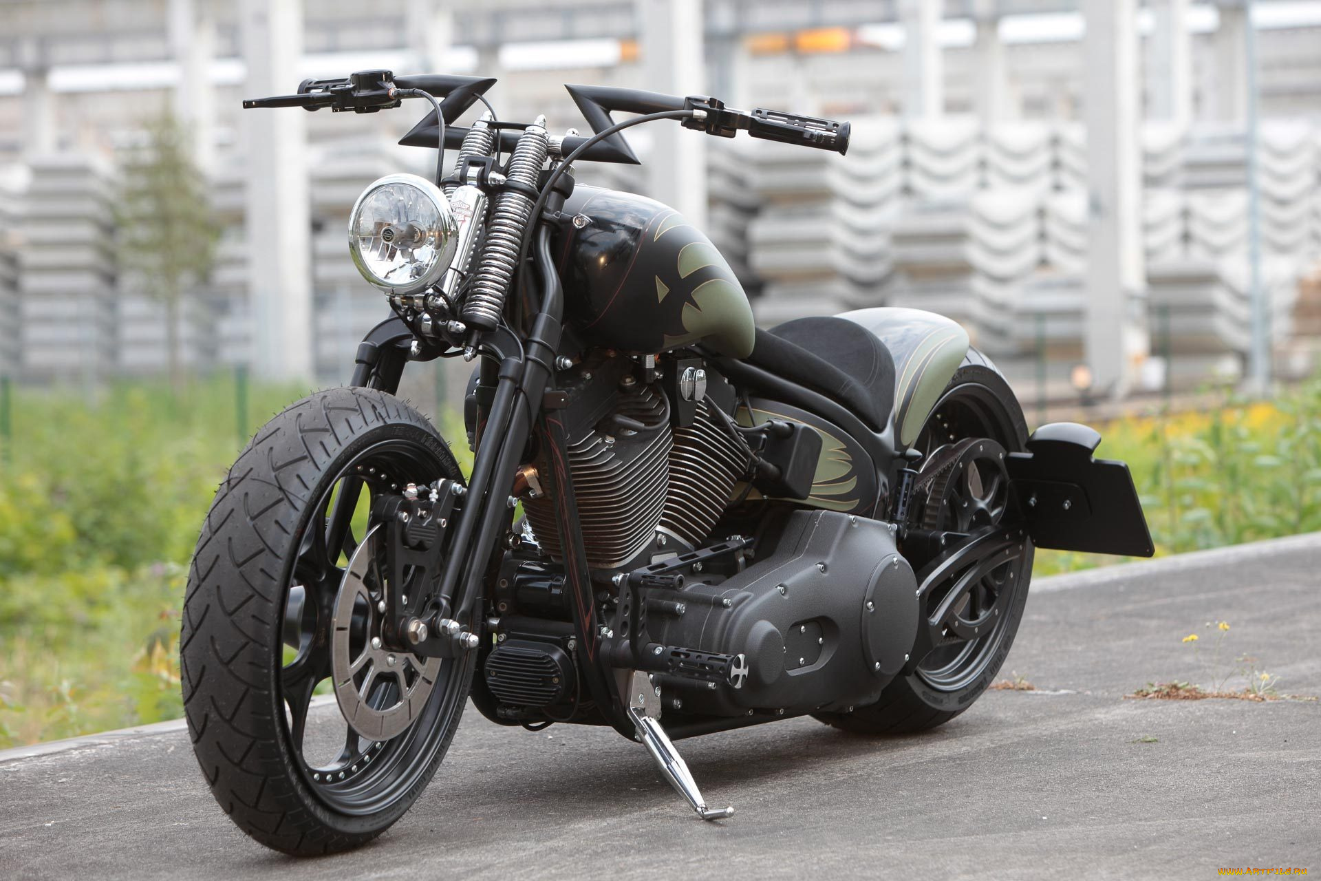 harley, мотоциклы, harley-davidson, мотоцикл, байк, чёрно-зелёный