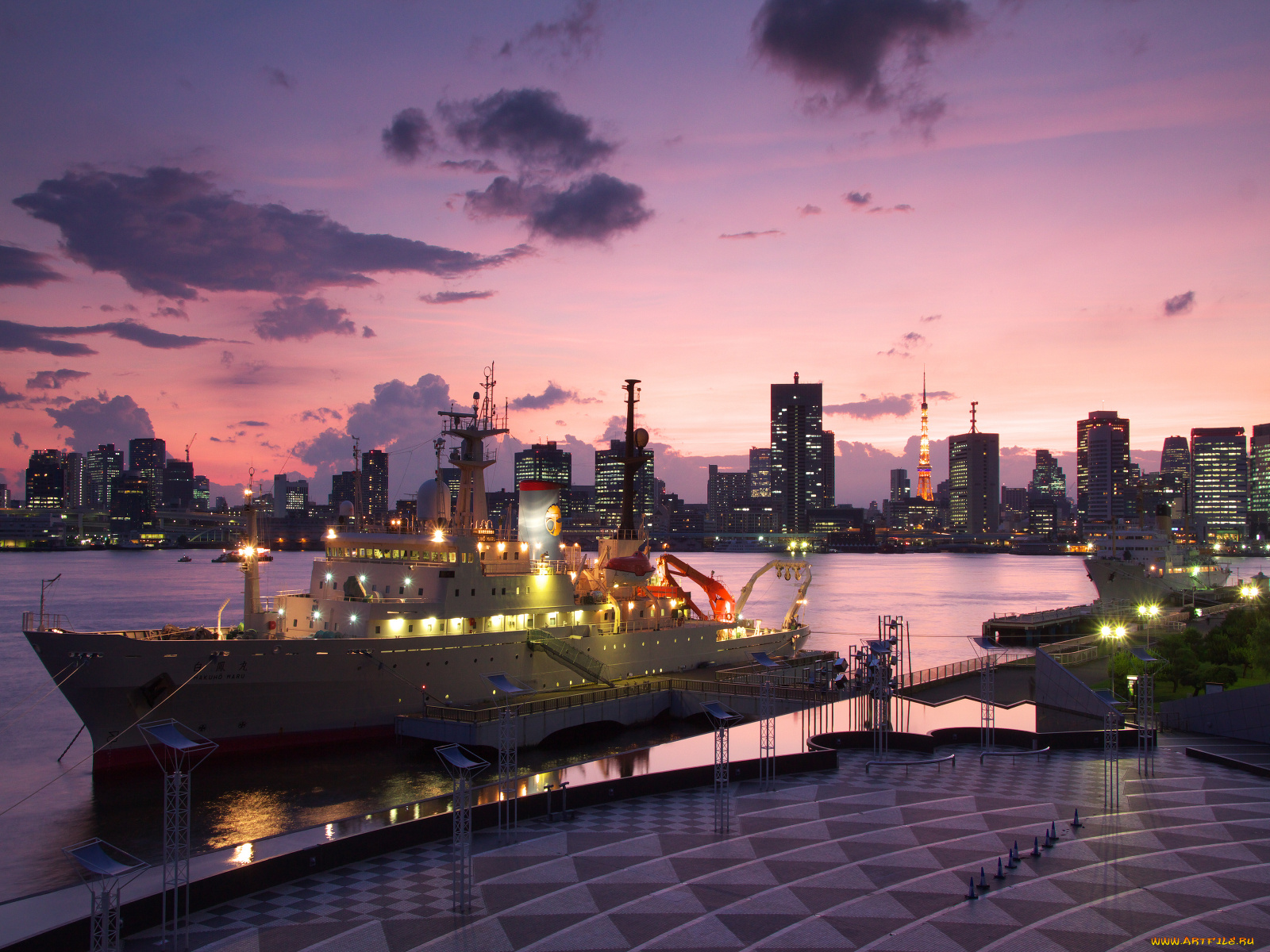 корабли, порты, причалы, вода, небо, закат, корабль