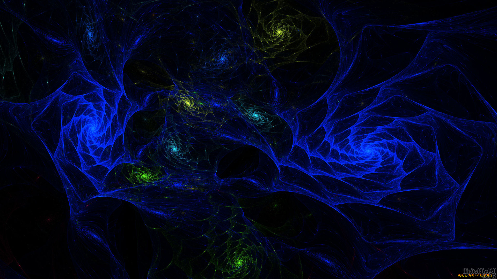 3д, графика, fractal, фракталы, темный, синий