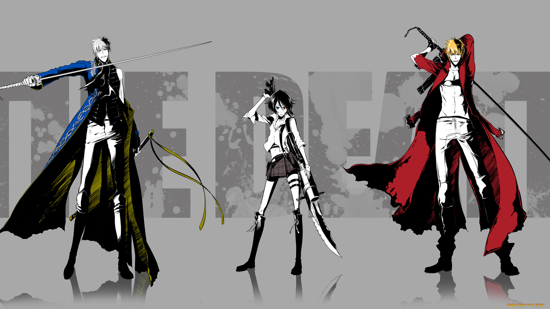 аниме, bleach, kuchiki, rukia, kurosaki, ichigo