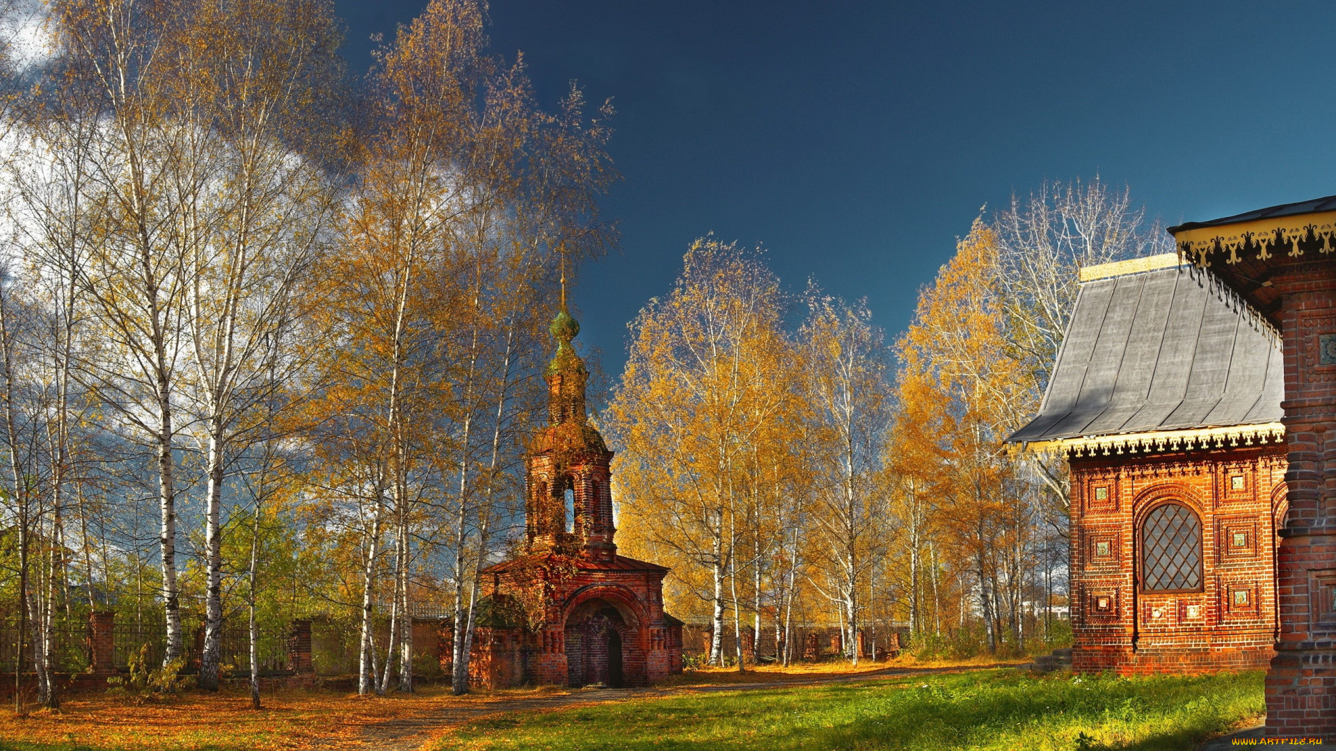 города, исторические, архитектурные, памятники, природа, храм, осень, деревья