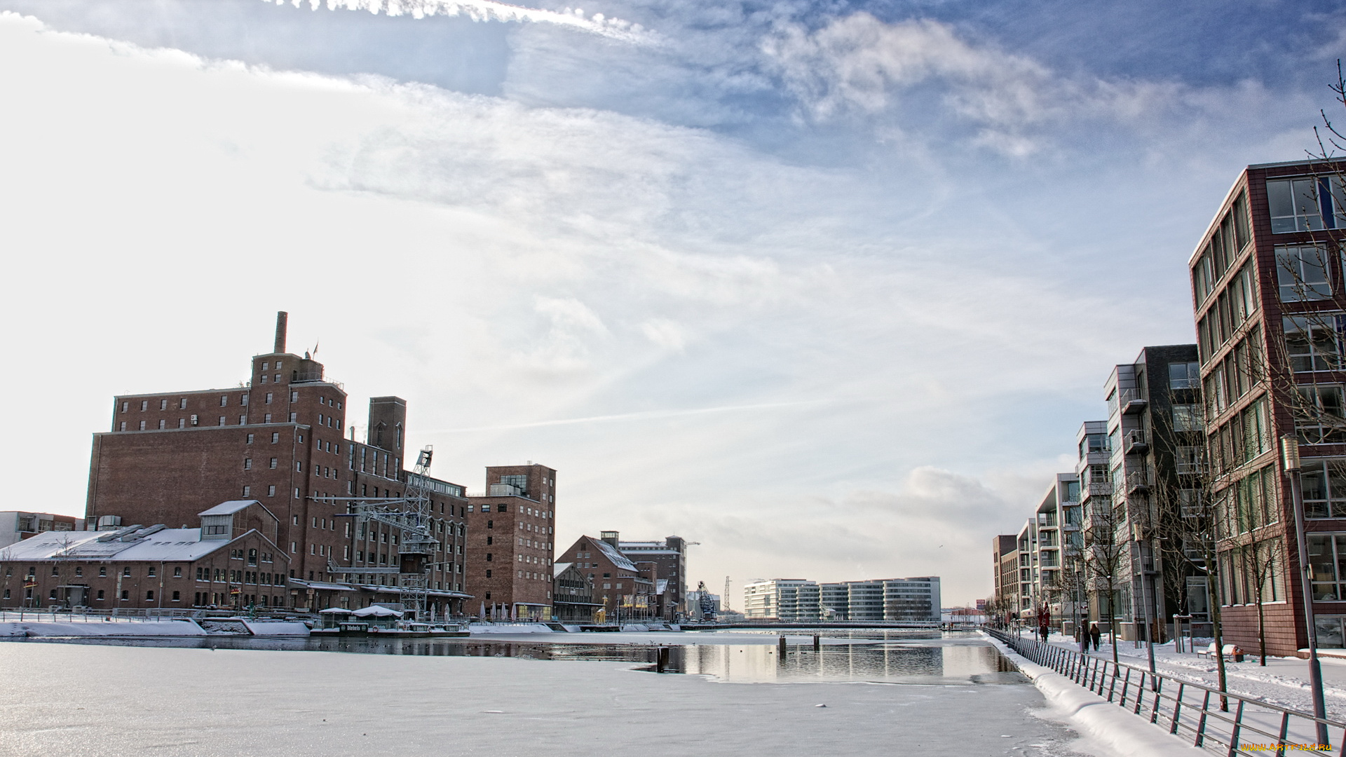 города, улицы, площади, набережные, река, снег, зима, дома