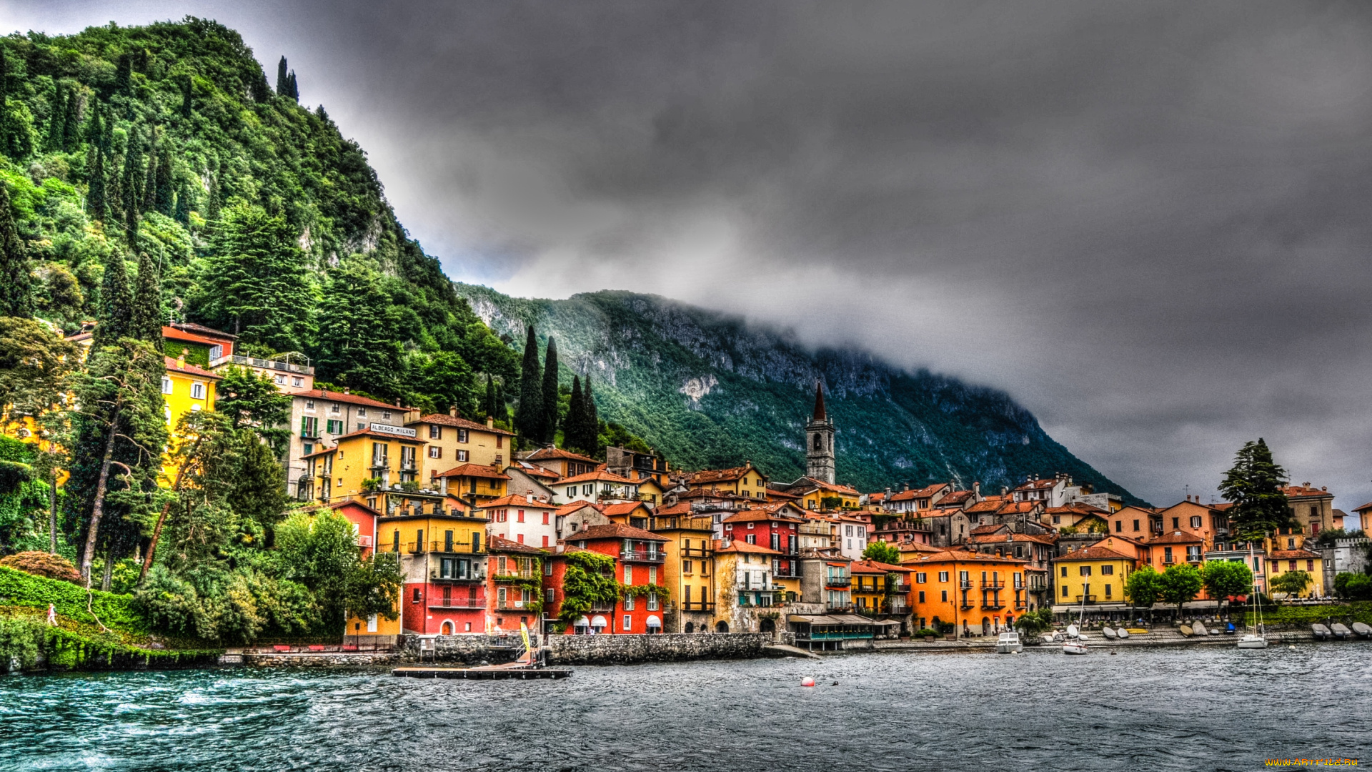 варенна, италия, города, пейзажи, озеро, комо, дома, вода