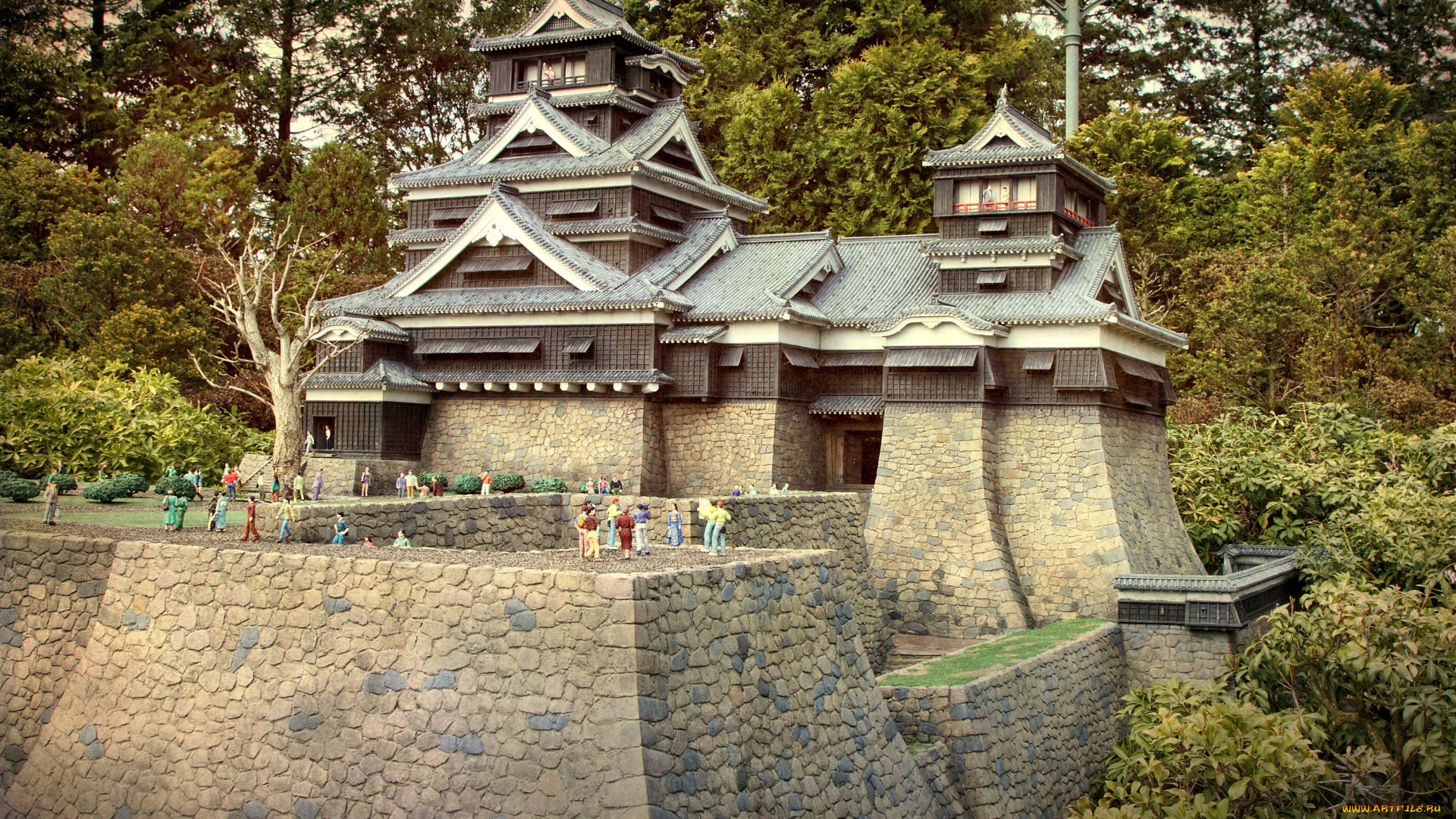 замок, кумамото, города, замки, Японии, крепость, пагода, каменный