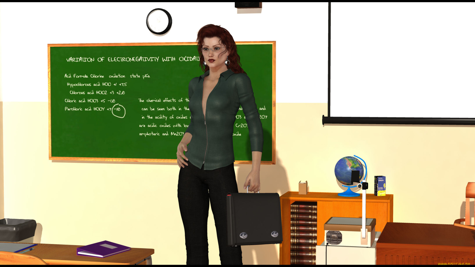 3д, графика, people, люди, глобус, доска, класс, стол, девушка