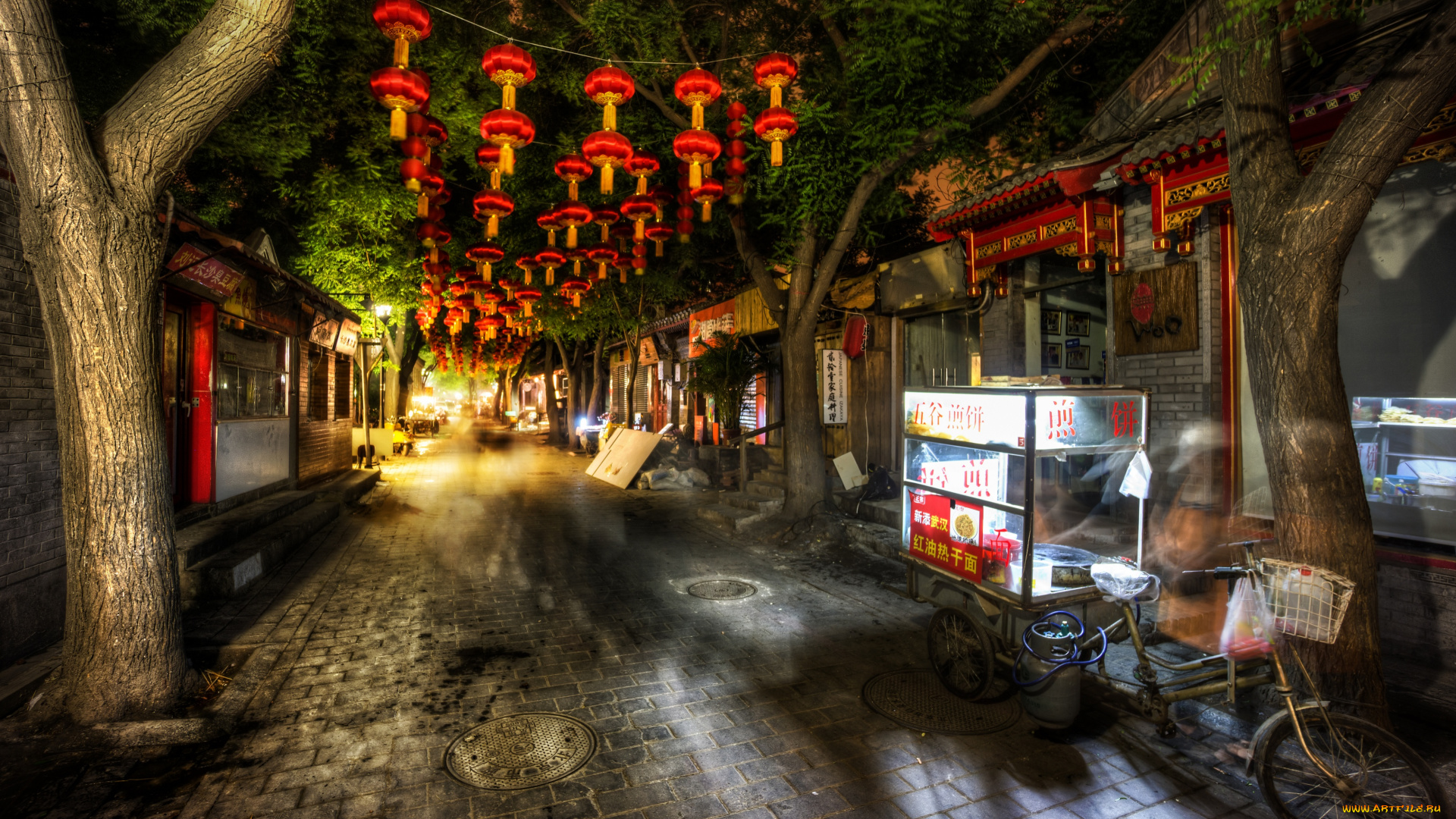 города, пекин, китай, фонарики, улица