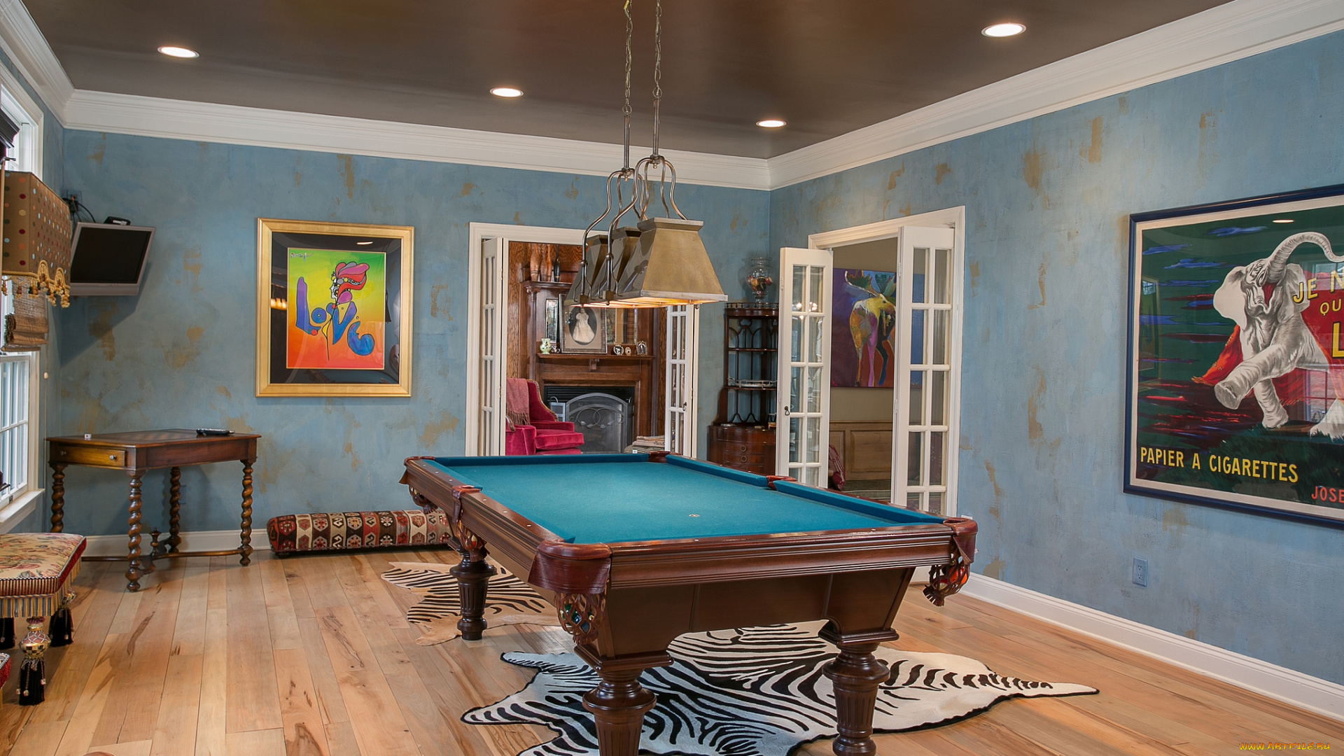 интерьер, бильярдная, стол