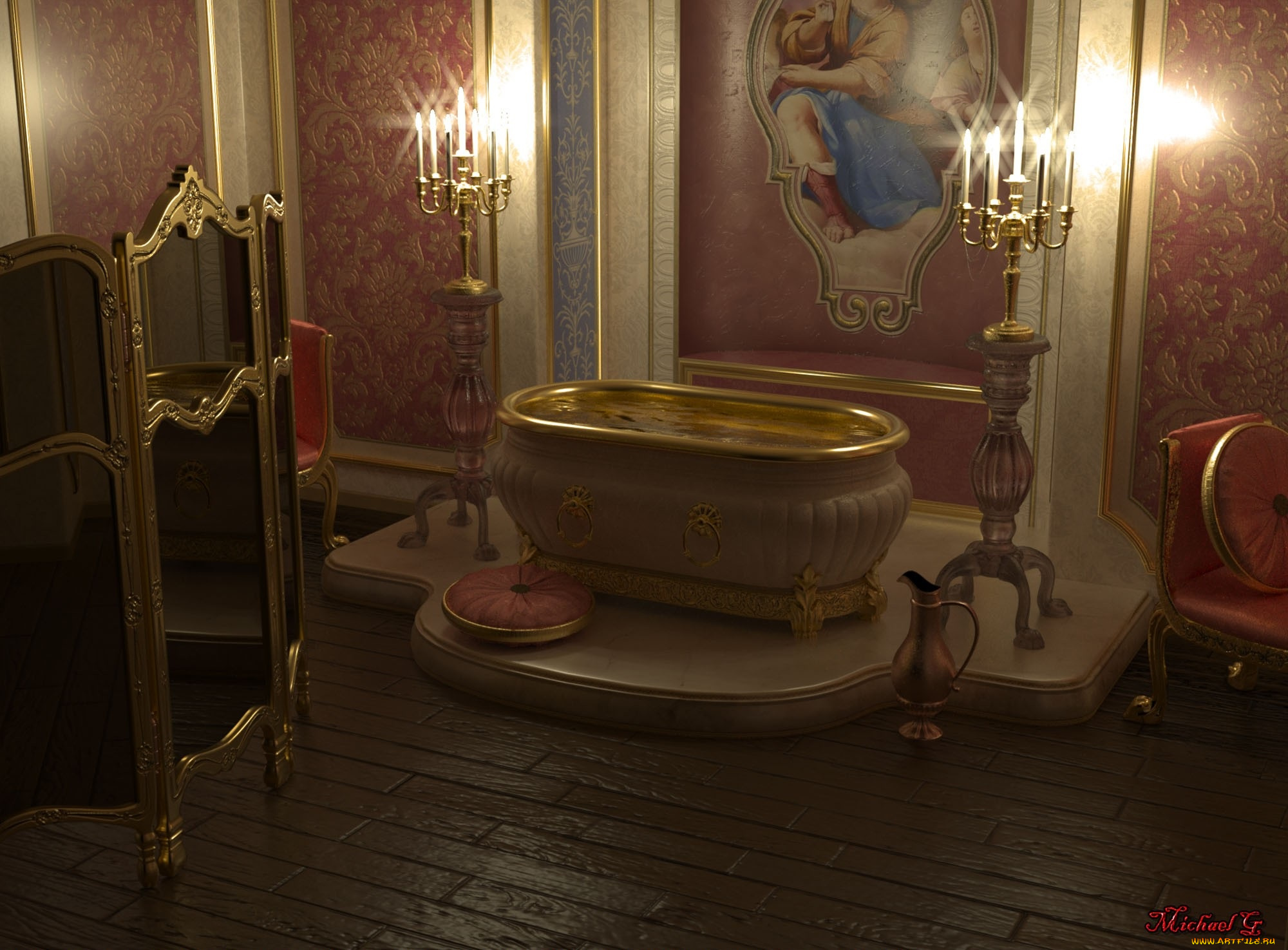 3д, графика, realism, реализм, свечи, картина