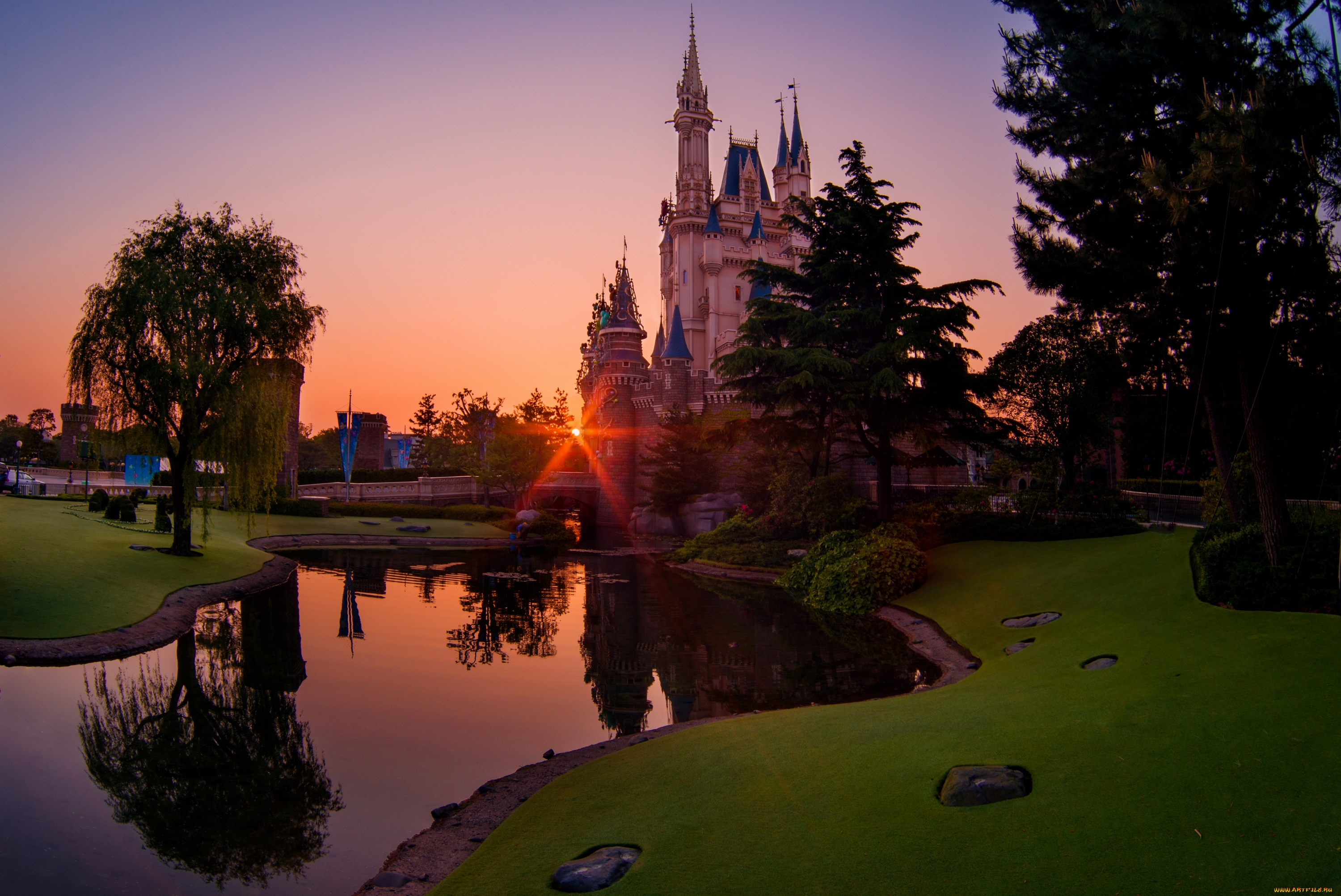 города, диснейленд, замок, золушки, токио