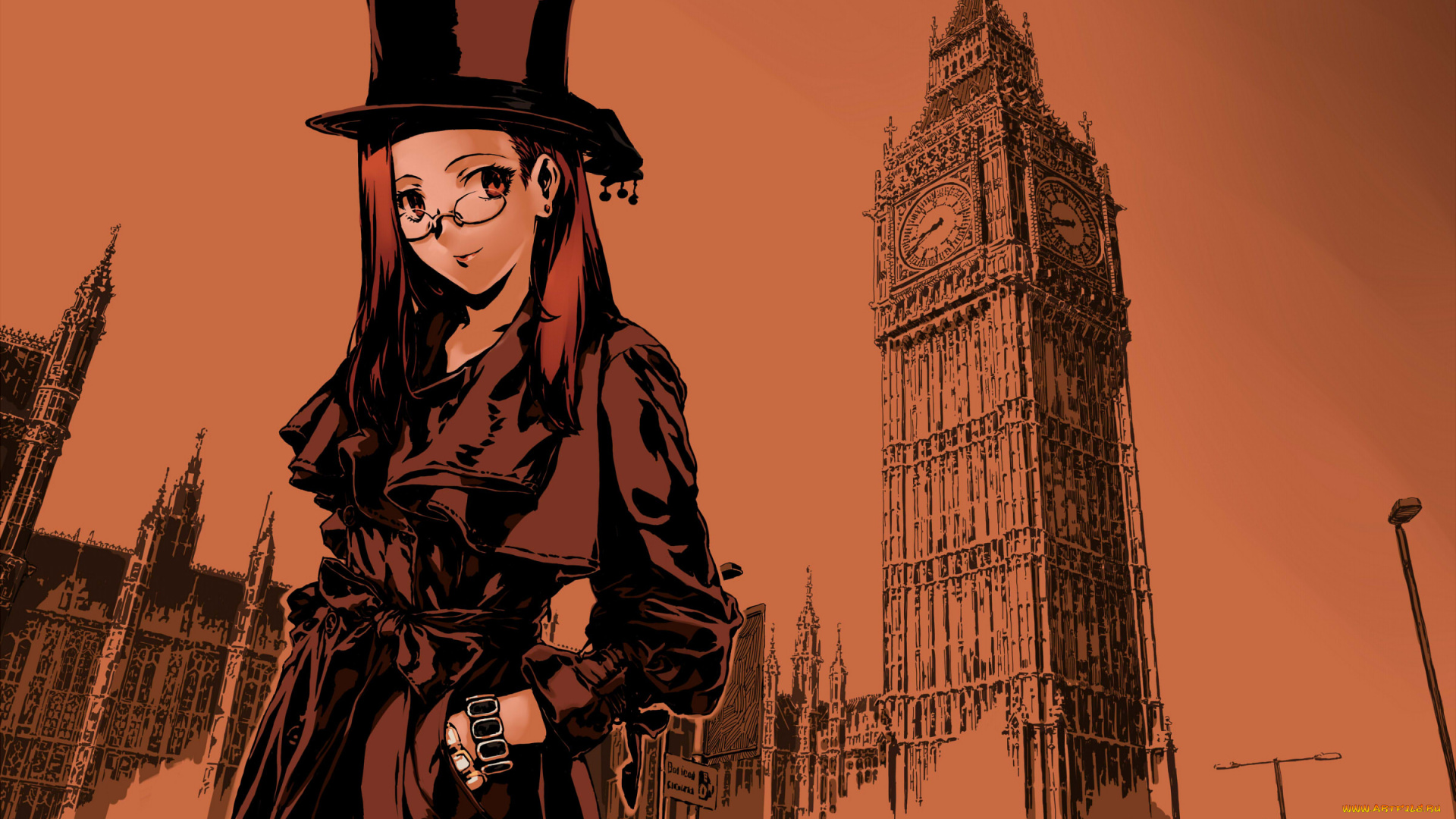 аниме, kara, no, kyokai, монохромное, шляпа, девушка, ryougi, shiki