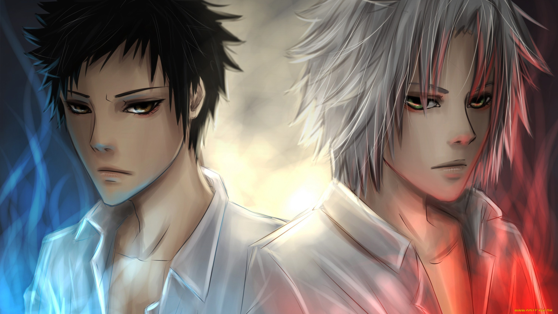 аниме, katekyo, hitman, reborn, gokudera, hayato, yamamoto, takeshi, katekyou, hitman, reborn, арт, холод, парни, огонь