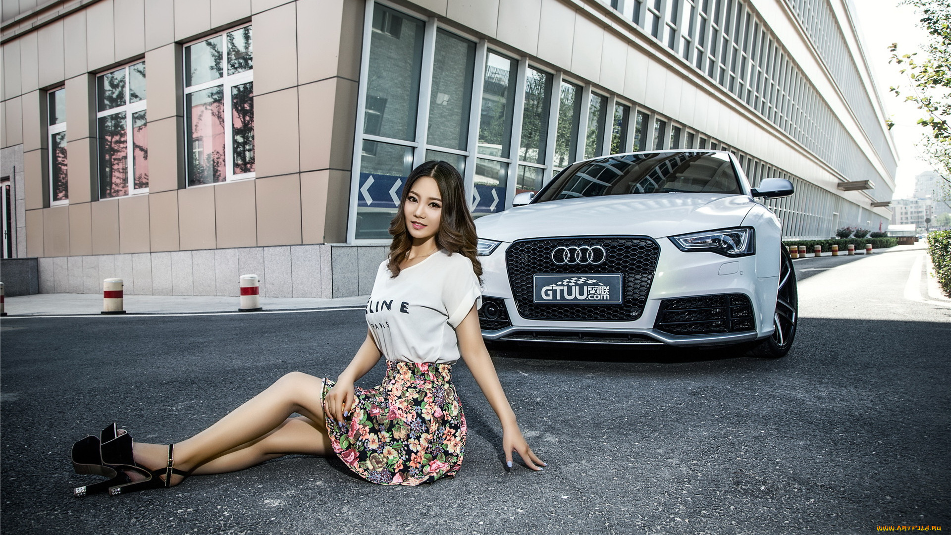 автомобили, авто, с, девушками, азиатка, автомобиль, девушка