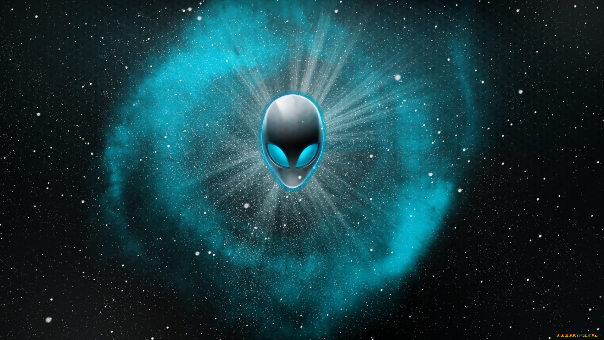 компьютеры, alienware, фон, логотип, звезды