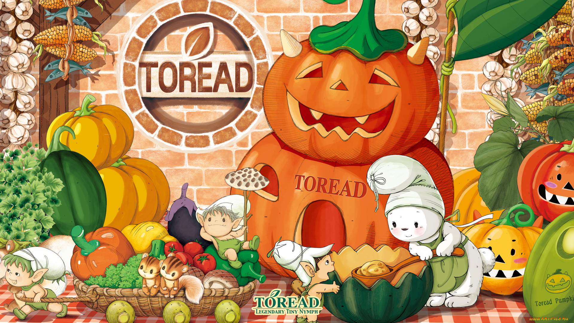 векторная, графика, мультфильмы, тыквы