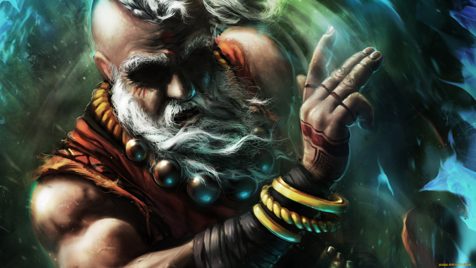 видео, игры, diablo, iii, , reaper, of, souls, тату, украшения, браслеты, борода, игра, магия, бусы, арт, мужчина