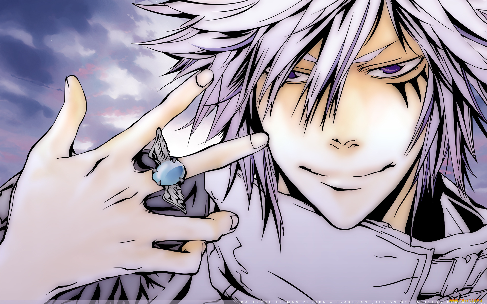аниме, katekyo, hitman, reborn, кольцо, byakuran, katekyou, hitman, reborn, арт