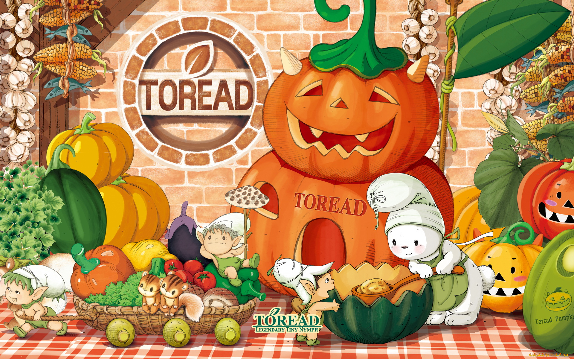 векторная, графика, мультфильмы, тыквы