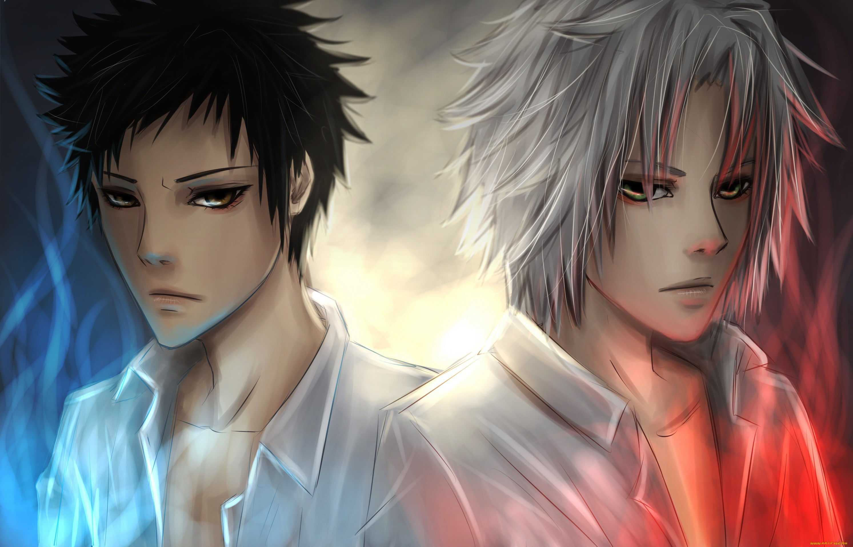 аниме, katekyo, hitman, reborn, gokudera, hayato, yamamoto, takeshi, katekyou, hitman, reborn, арт, холод, парни, огонь