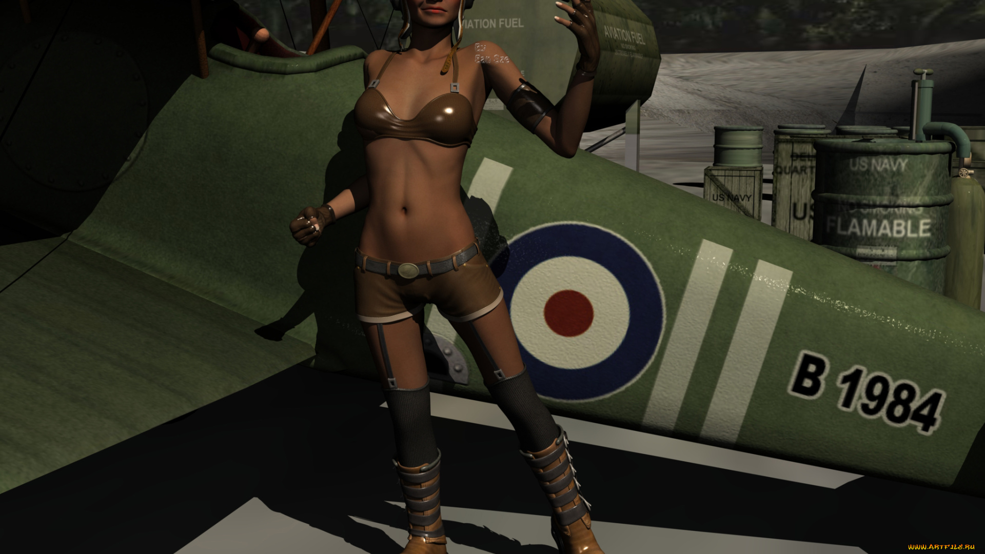 3д, графика, люди, , people, девушка, самолет, фон, взгляд