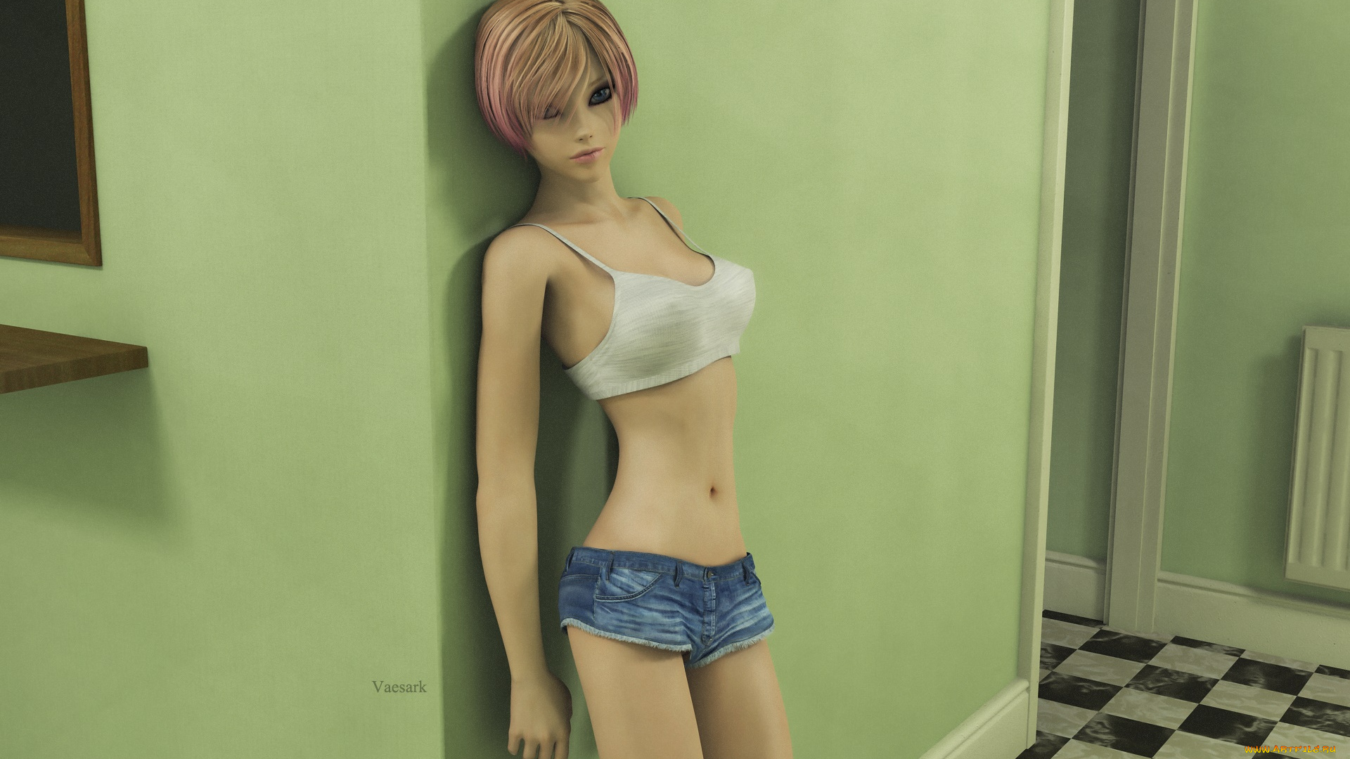 3д, графика, люди, , people, девушка, взгляд, фон