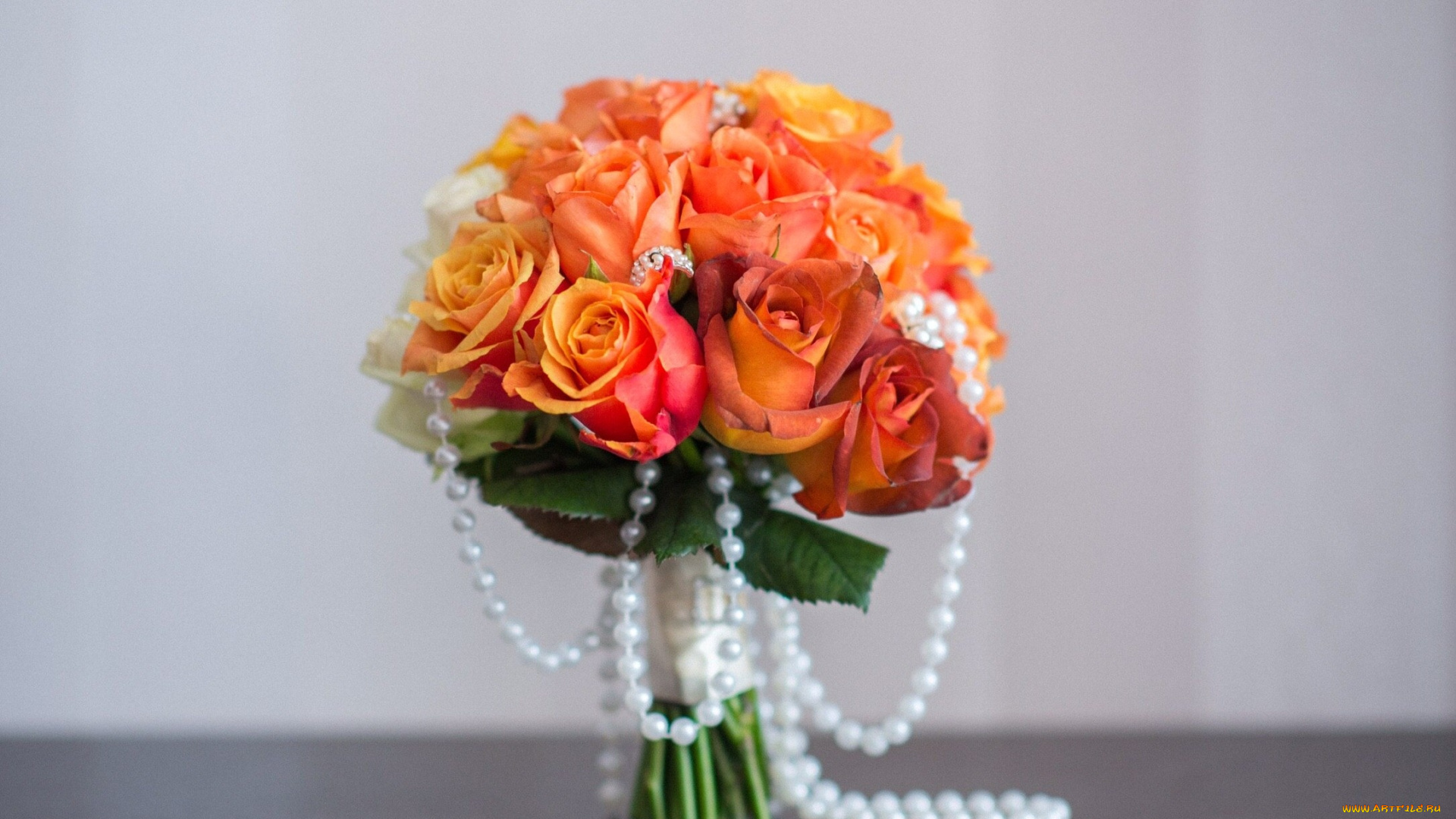 цветы, розы, букет, бусы