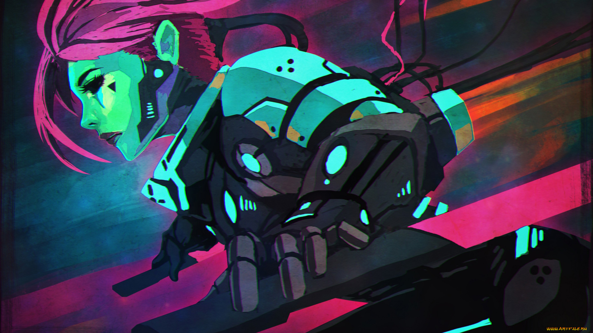 фэнтези, девушки, фантастика, cyberpunk, киборг, мечи, девушка, арт