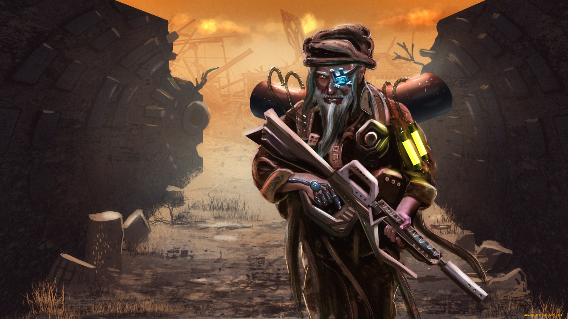 фэнтези, роботы, , киборги, , механизмы, оружие, art, киборг, фантастика, постапокалипсис, alim