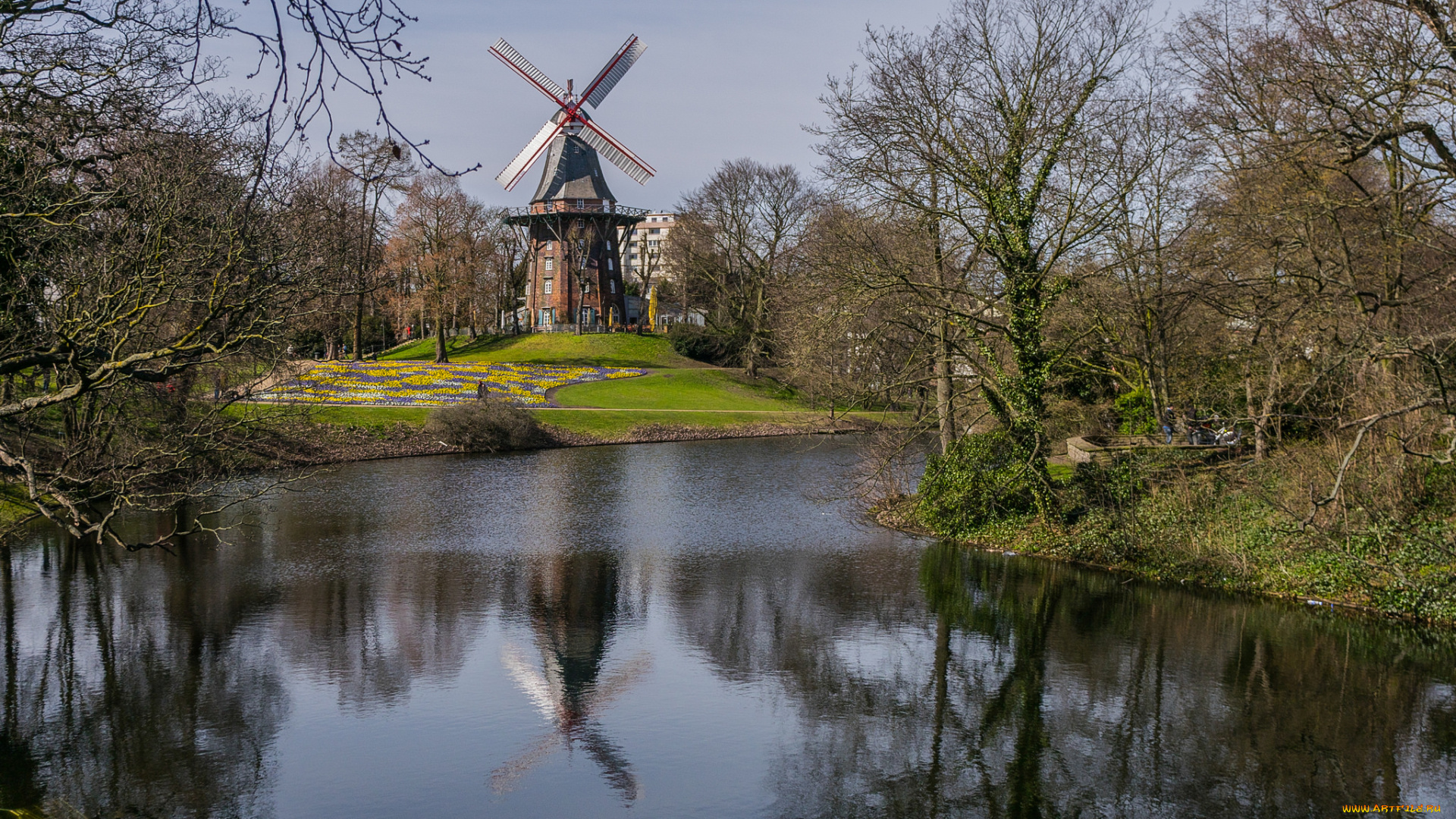 разное, мельницы, река, ветряк, мельница