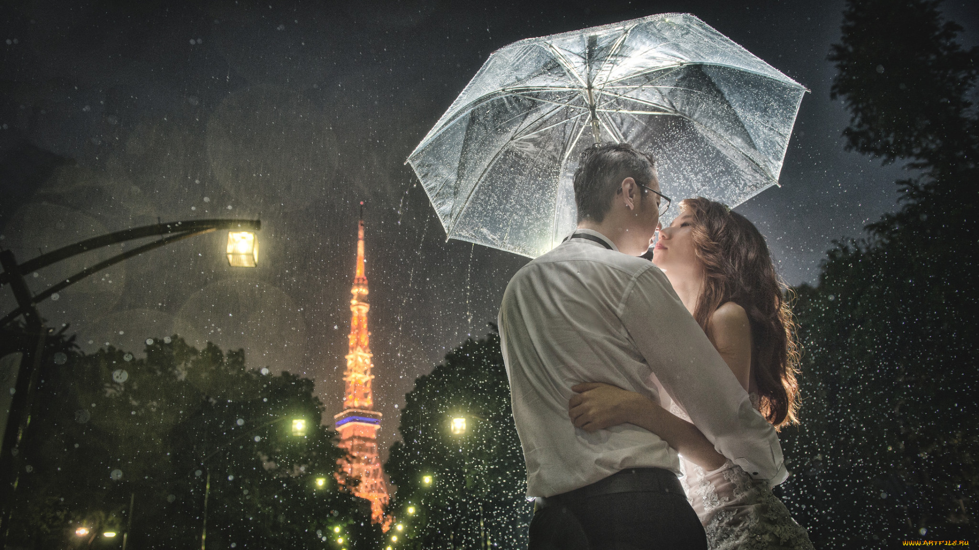 разное, мужчина, женщина, зонт, невеста, жених, любовь, пара, свадьба, девушка, парень, азиаты, праздник, ночь, дождь