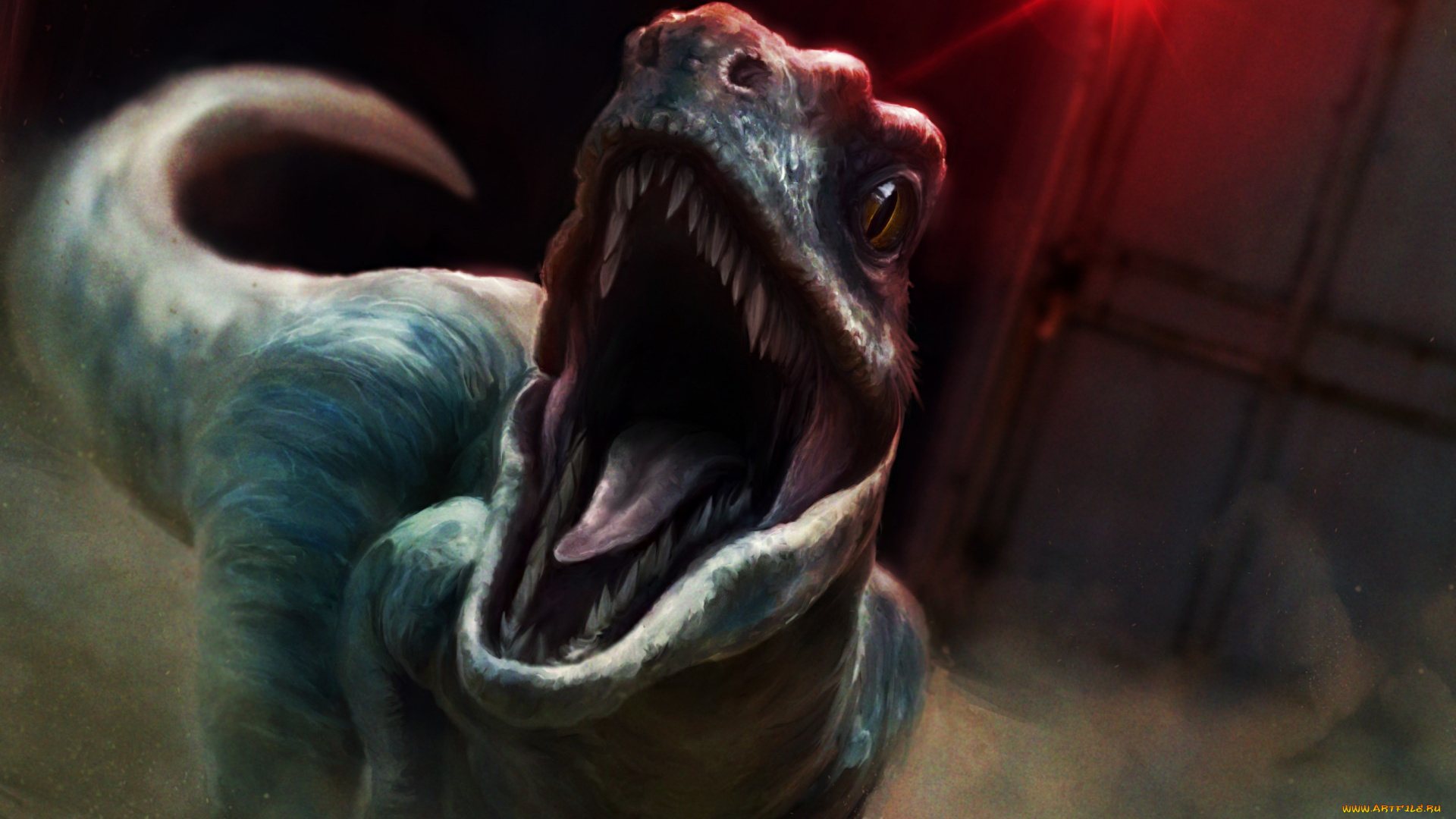 рисованное, кино, jurassic, park, мир, юрского, периода, velociraptor, динозавр, world