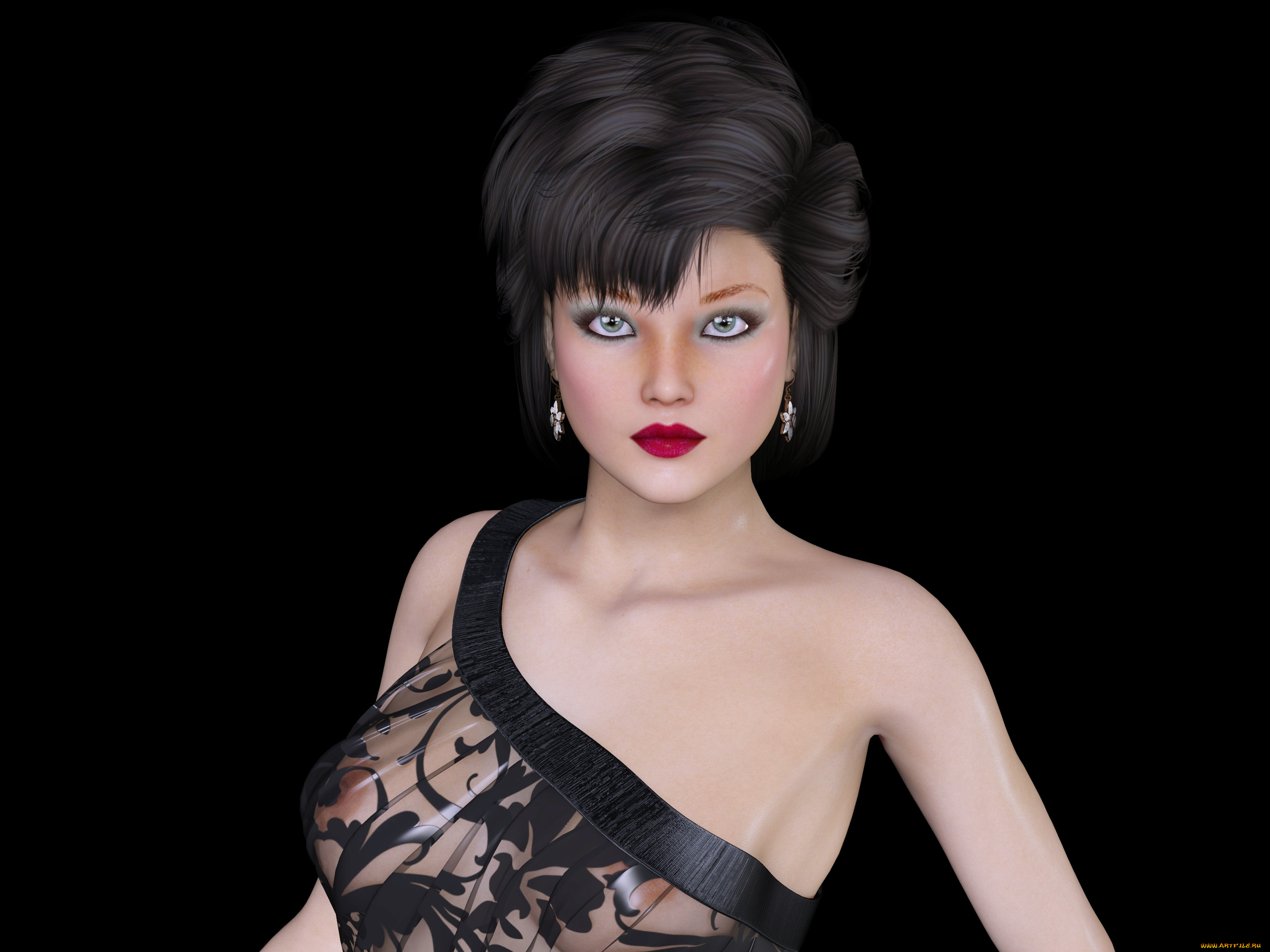 3д, графика, люди, , people, девушка, взгляд, фон