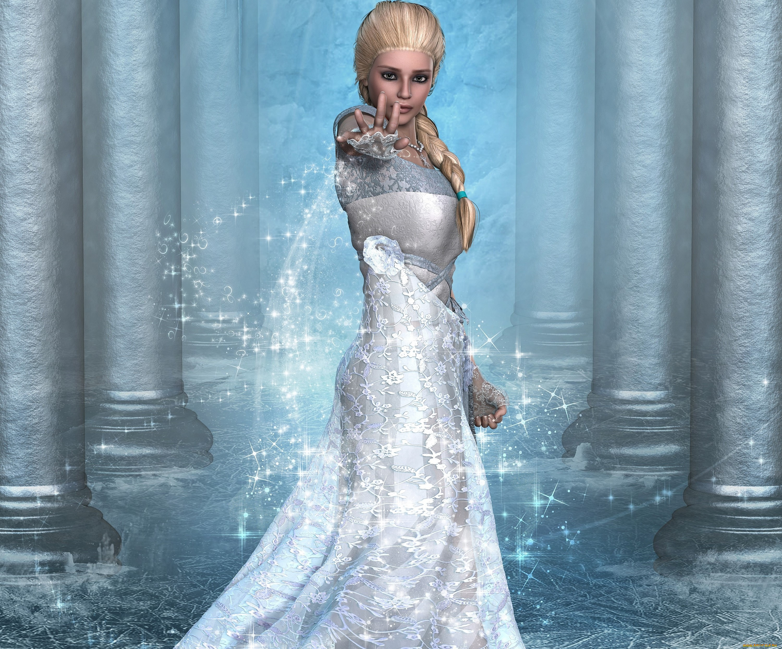 3д, графика, люди, , people, девушка, взгляд, фон, платье