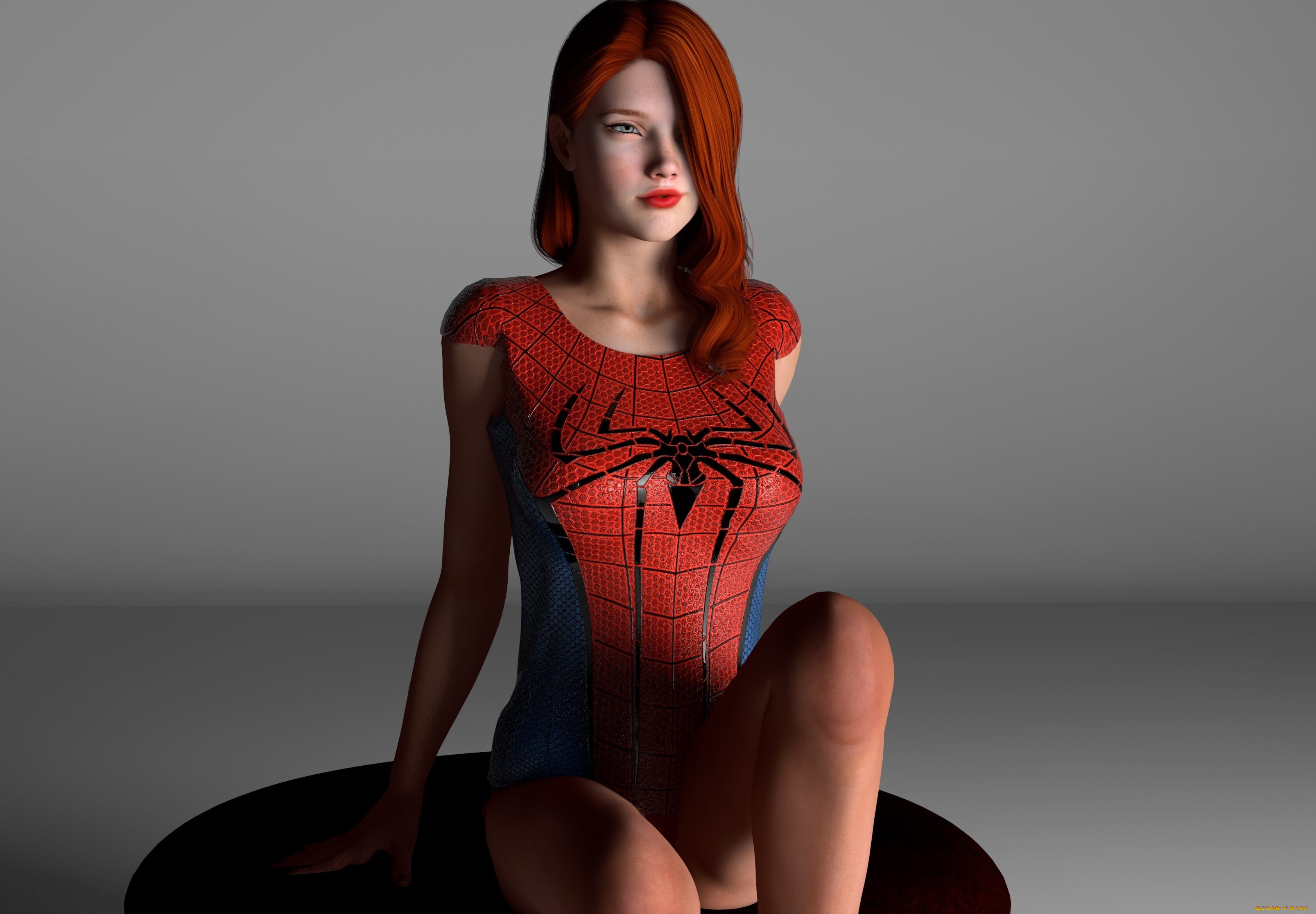 3д, графика, люди, , people, рыжая, девушка, взгляд, фон