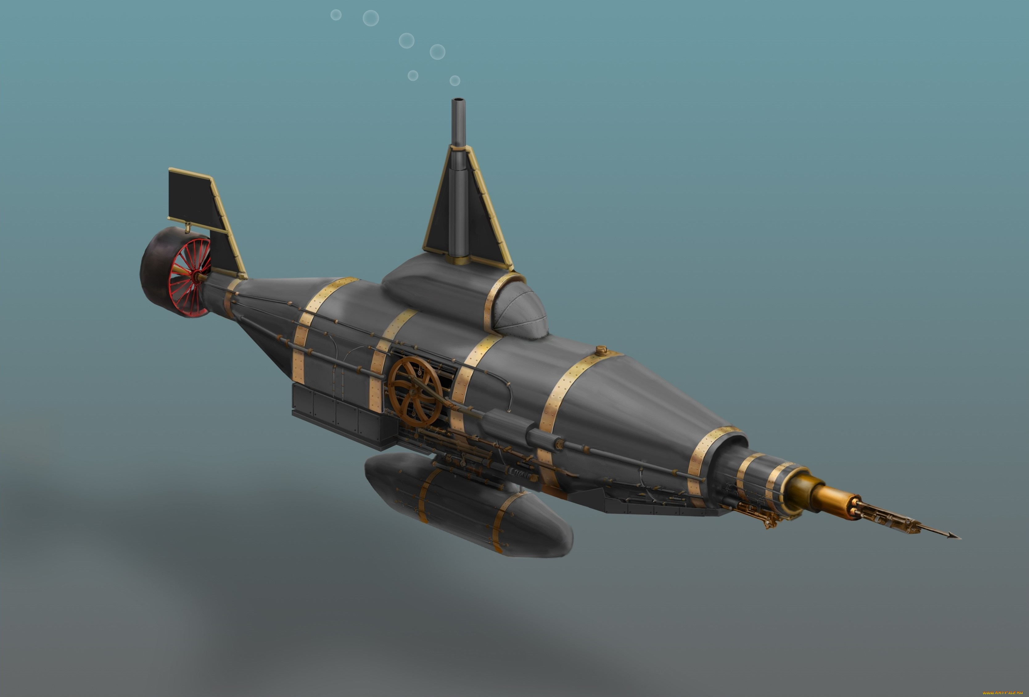 3д, графика, моделирование, , modeling, море, подводная, лодка