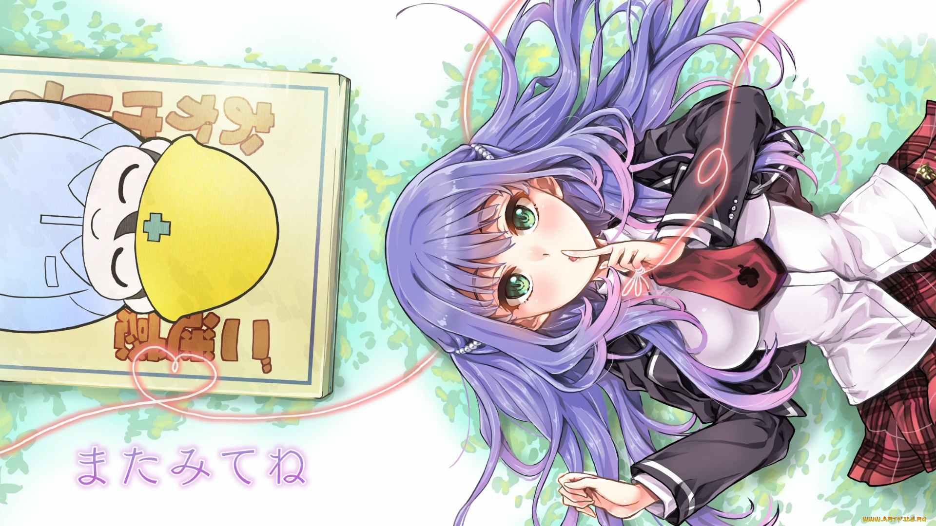 аниме, anne, happy, взгляд, девушка, фон