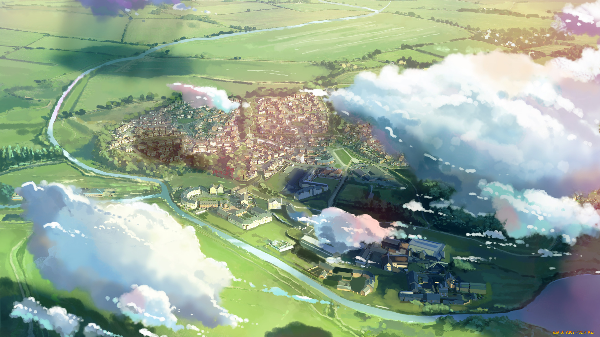 аниме, город, , улицы, , здания