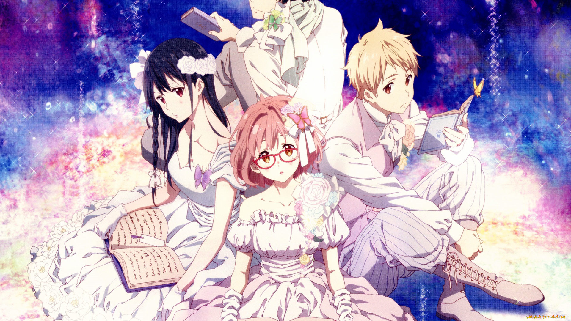 аниме, kyoukai, no, kanata, парни, девушки