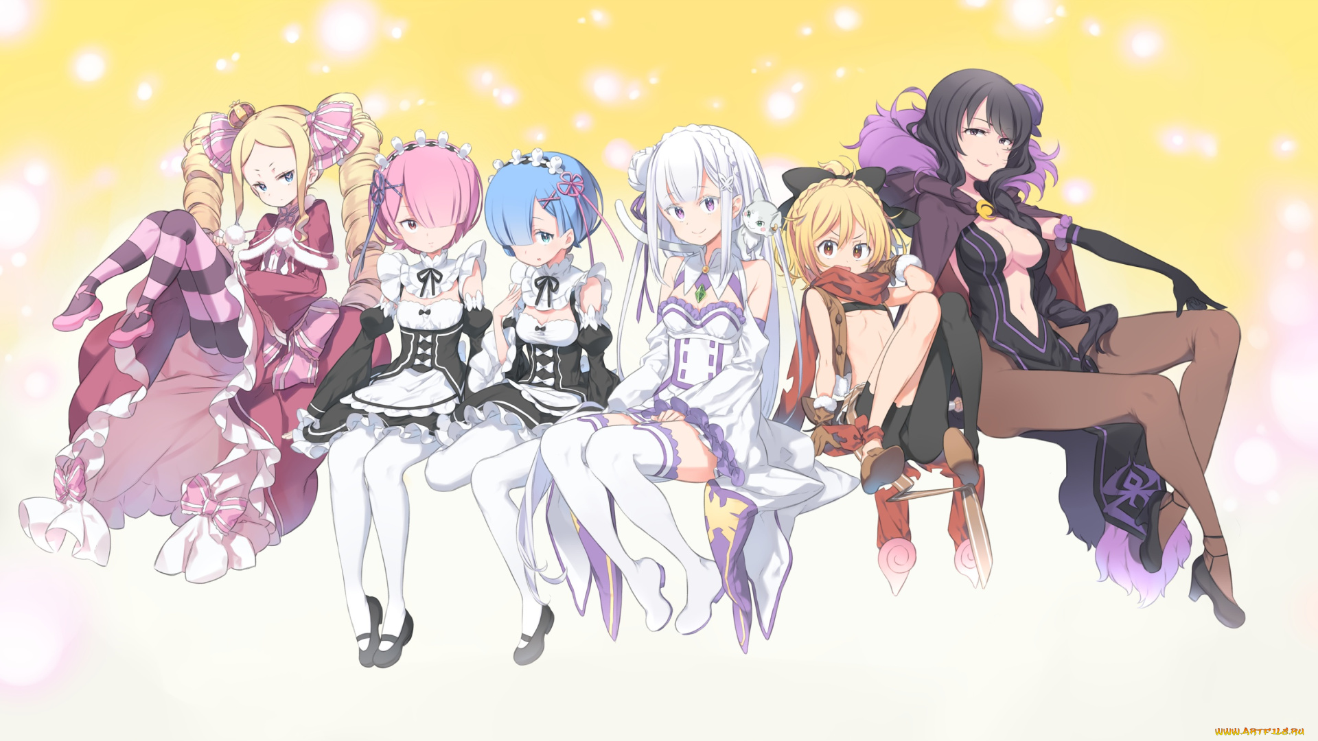 аниме, re, , zero, kara, hajimeru, isekai, seikatsu, девочки