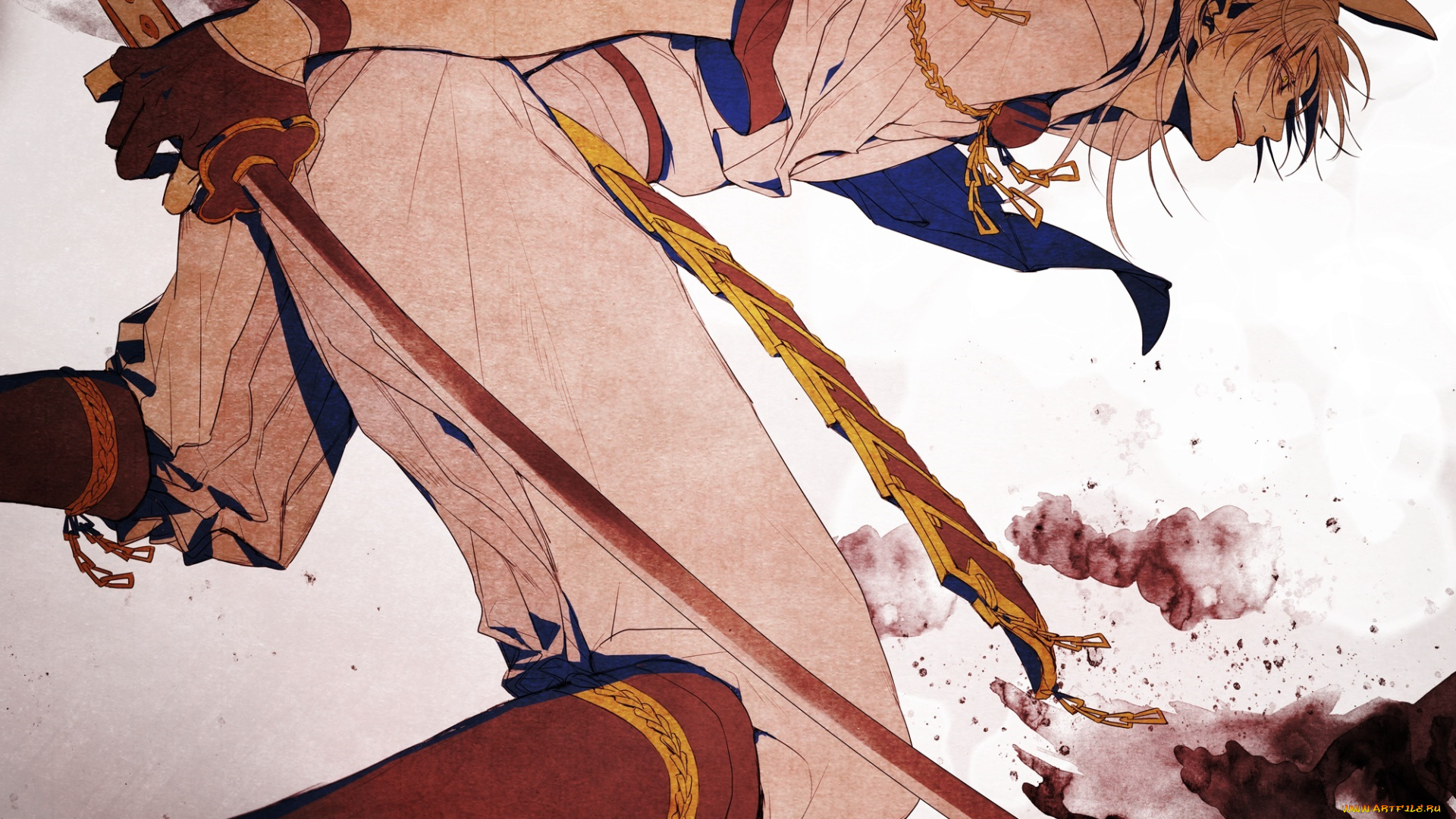 аниме, touken, ranbu, меч, парень