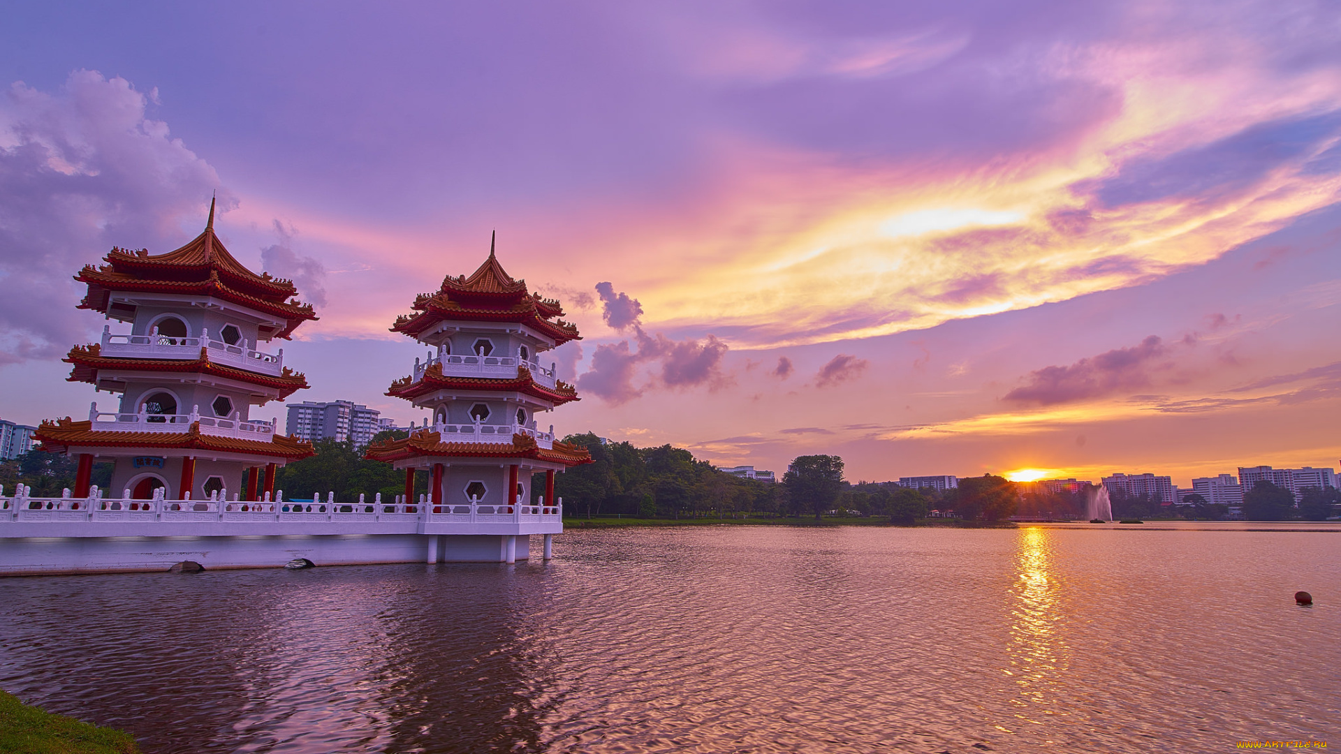 города, -, пейзажи, рассвет