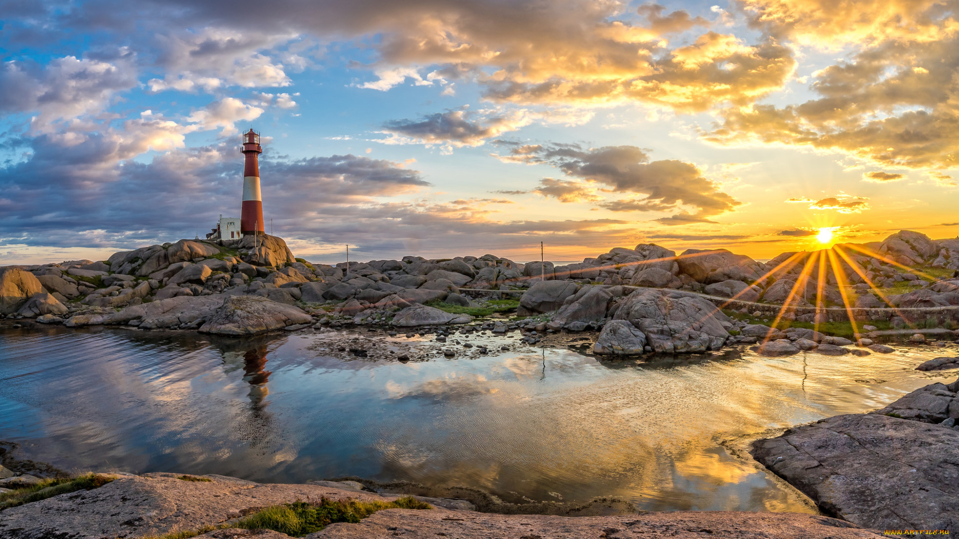 природа, маяки, рассвет
