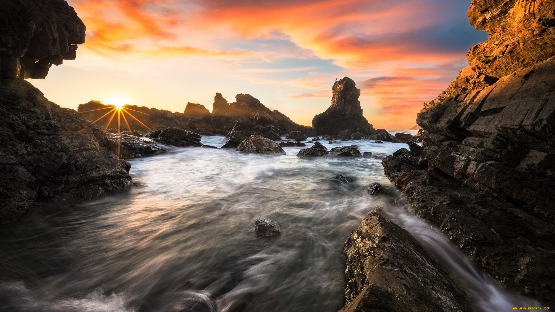 природа, побережье, рассвет