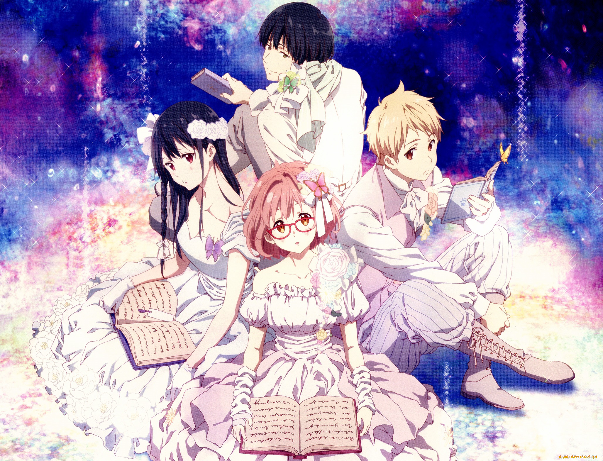 аниме, kyoukai, no, kanata, парни, девушки